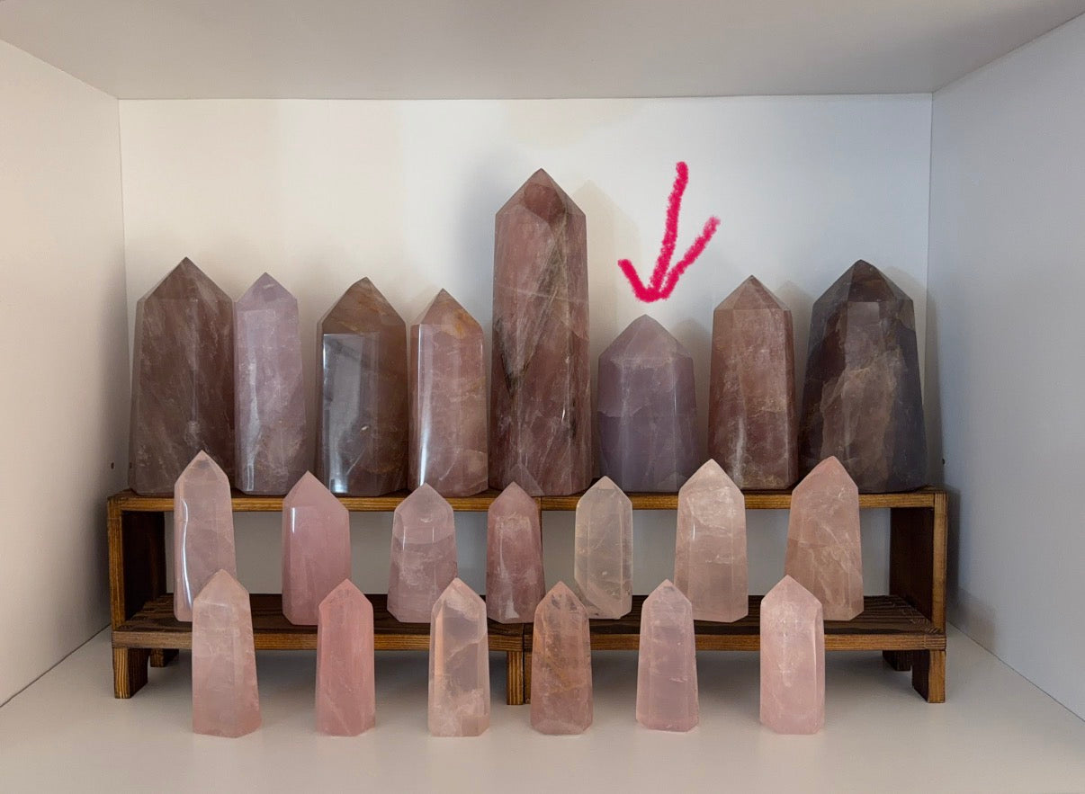 Cloudy Lavender Purple Rose Quartz Tower (96L)