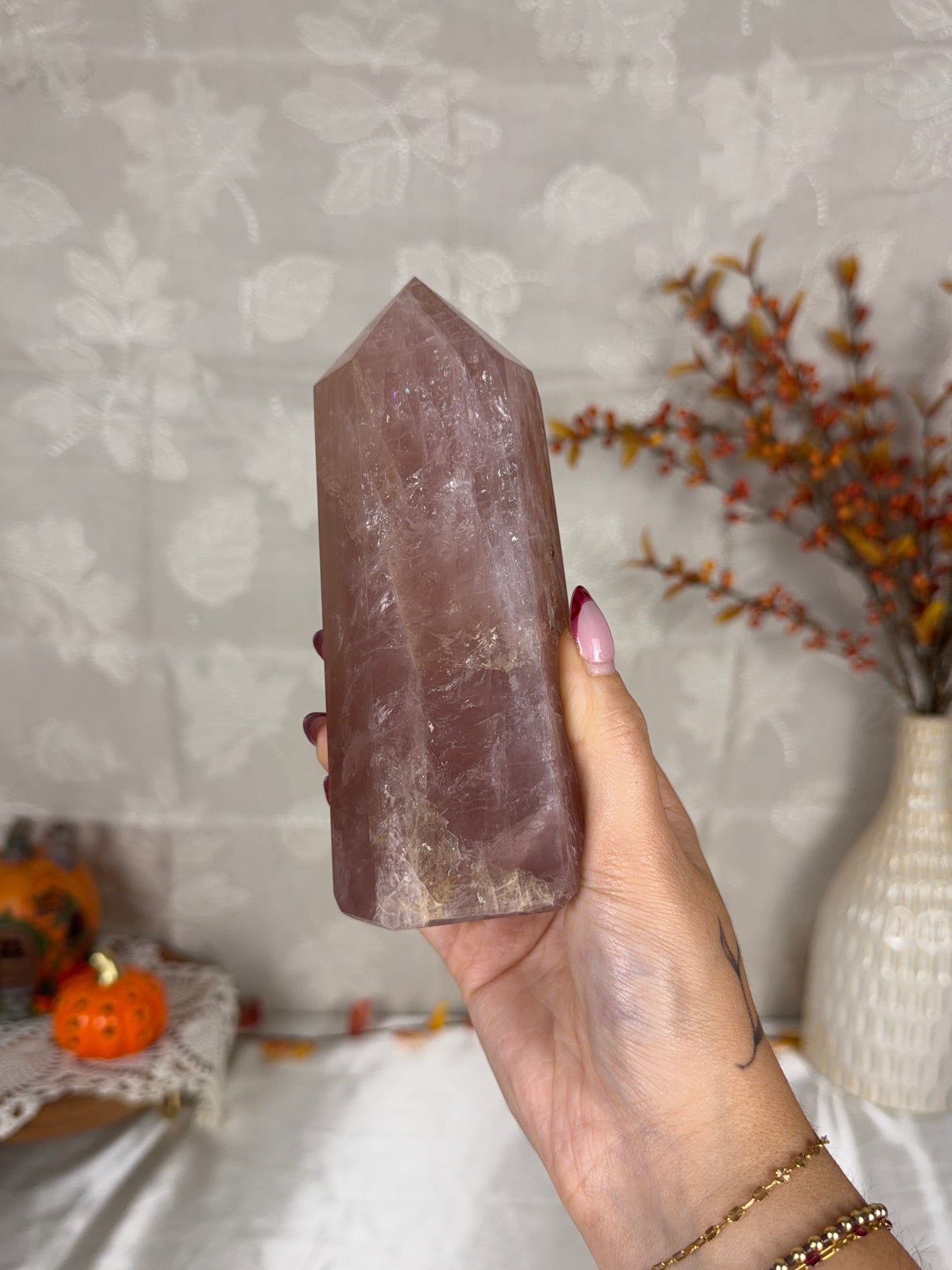 *Fall Mauve Gold Flash Rose Quartz Tower (88X)