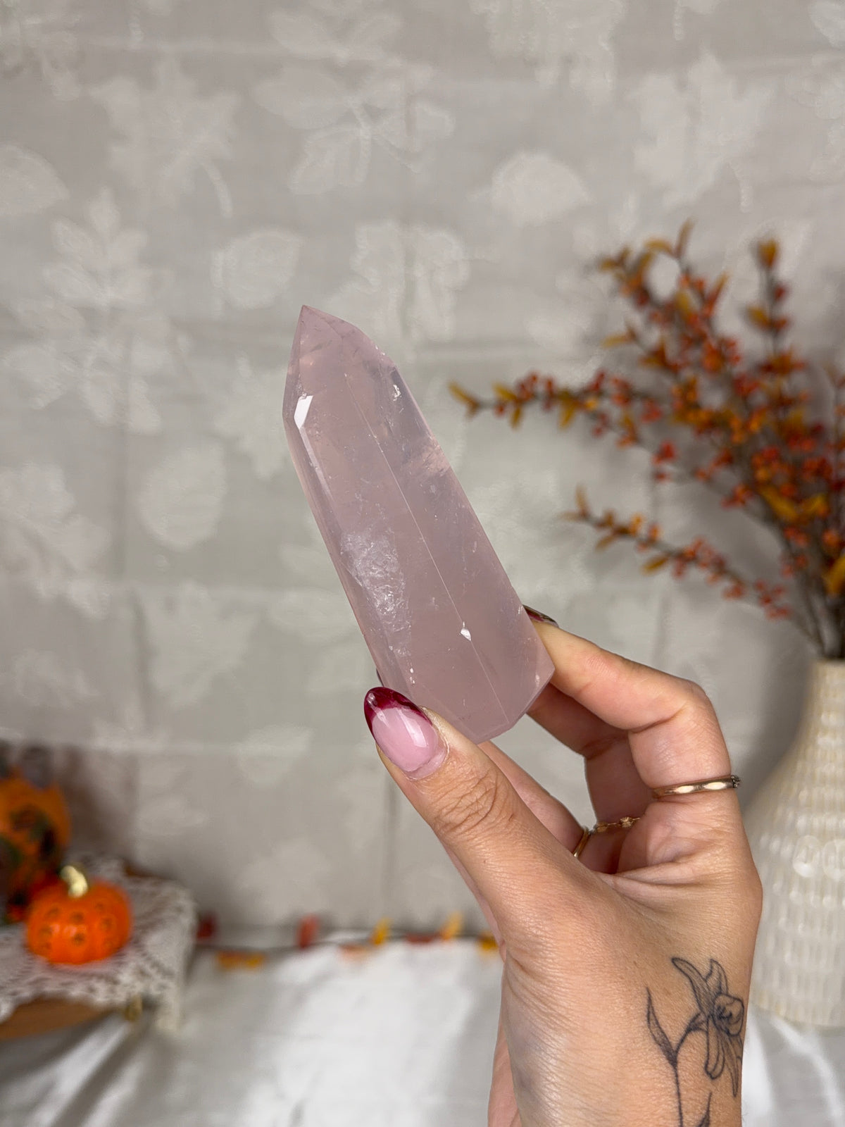 *Pink Watery Rose Quartz Tower (22W)