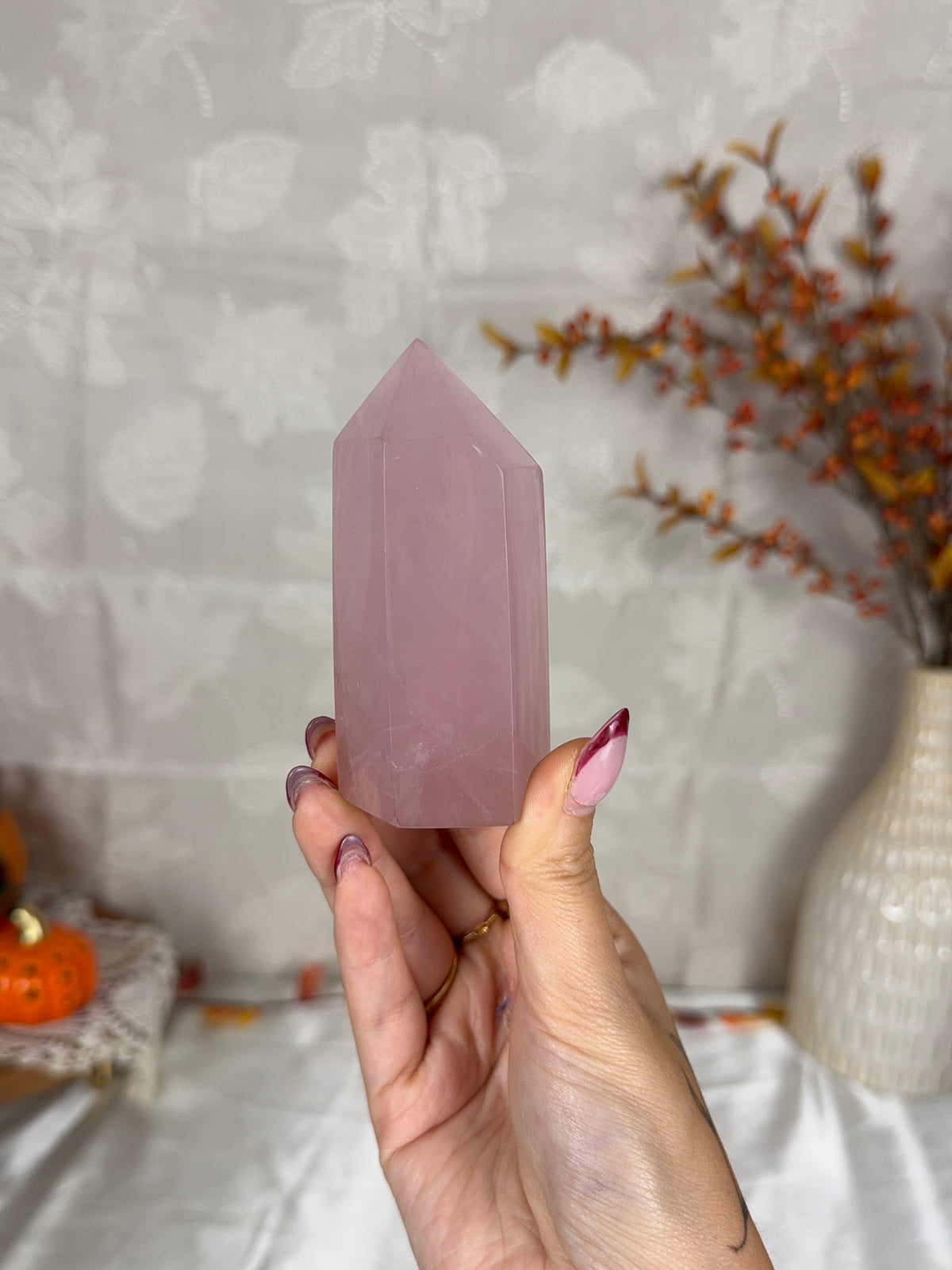 *Smoky Bubblegum Rose Quartz Tower (26T)