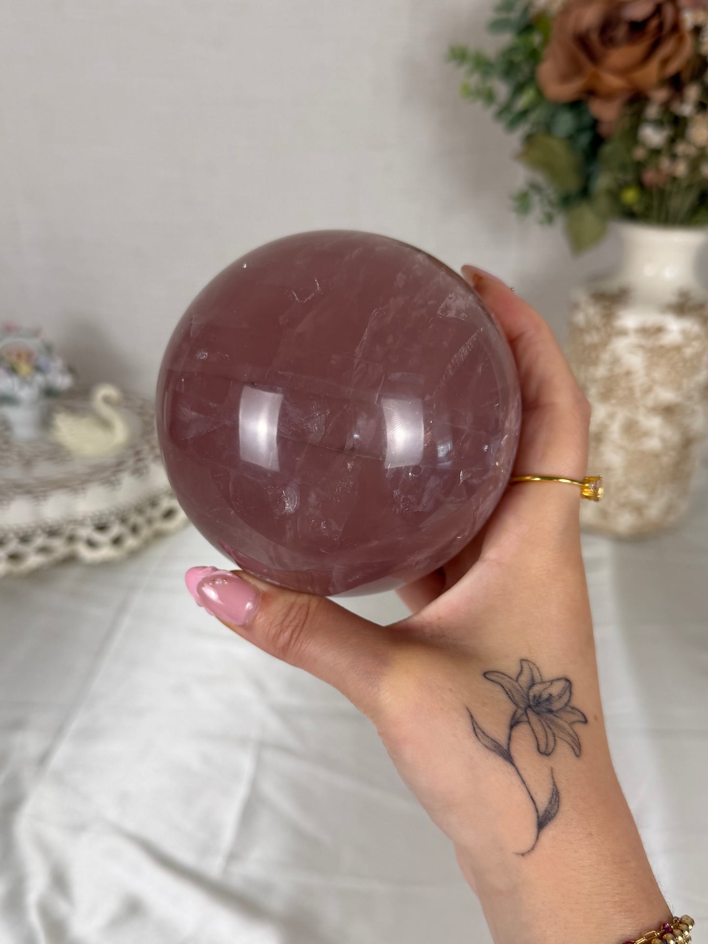 *Berry Star Rose Quartz Sphere 97mm (248)