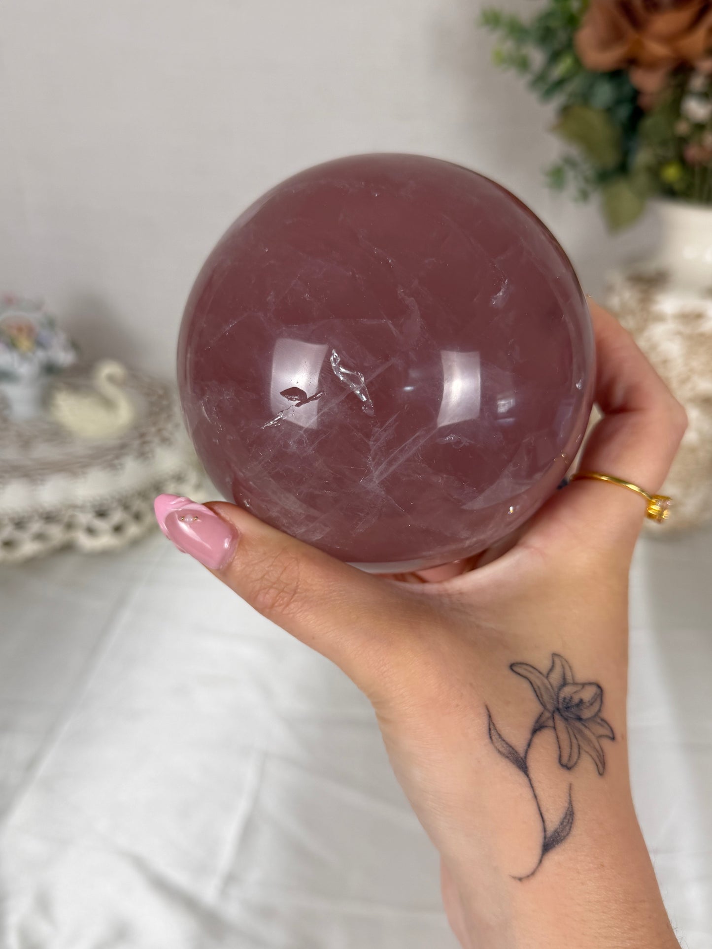*Berry Star Rose Quartz Sphere 97mm (248)