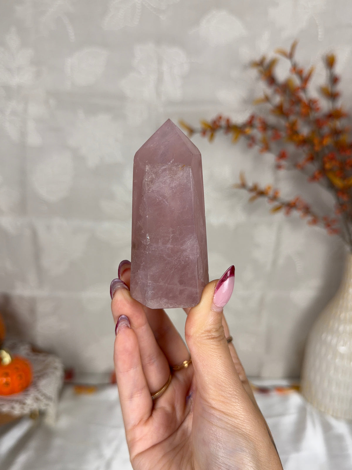 *Mauve Gold Flash Rose Quartz Tower (16Z)