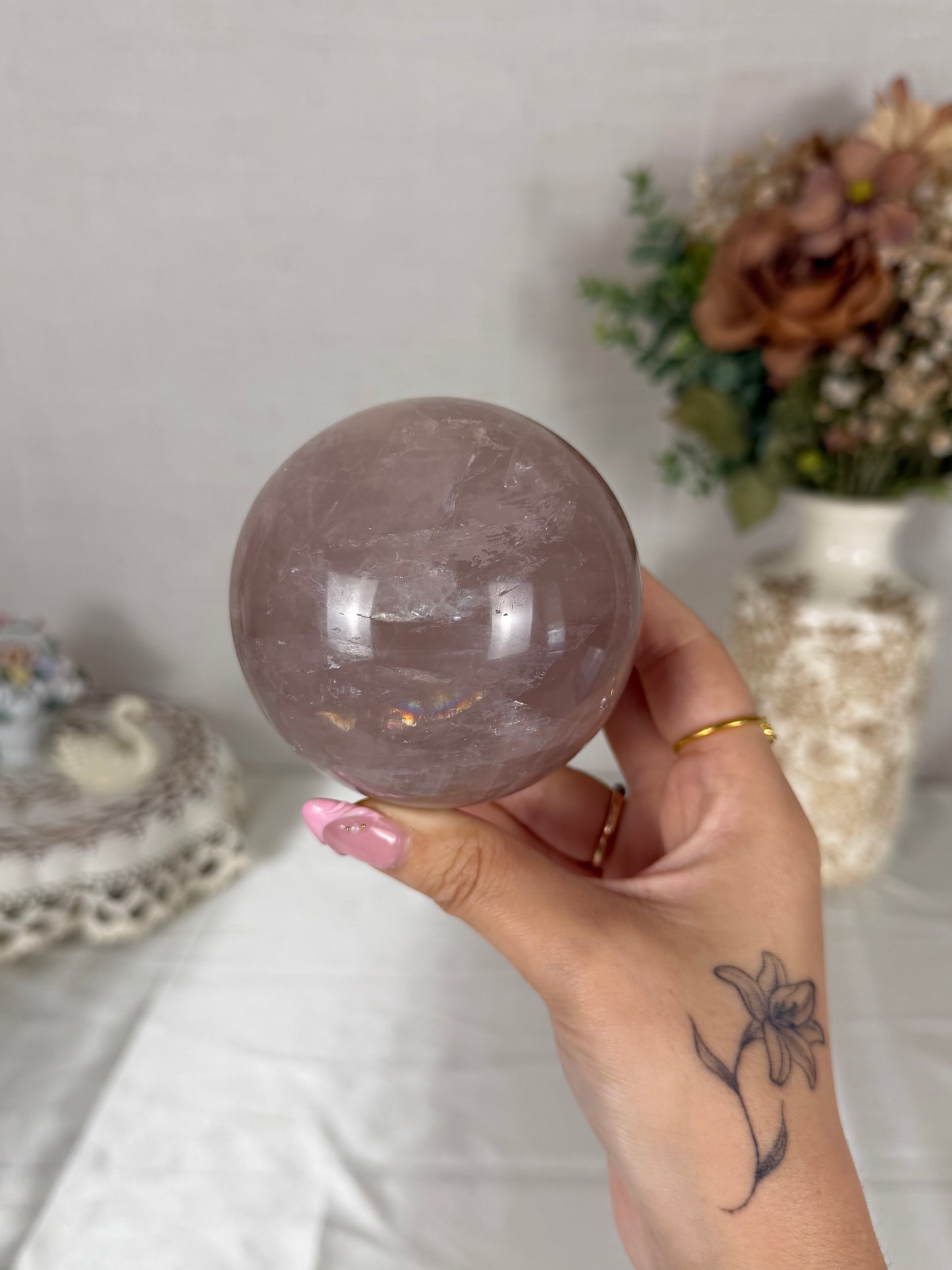 *Smoky Star Rose Quartz Sphere 80mm (86)