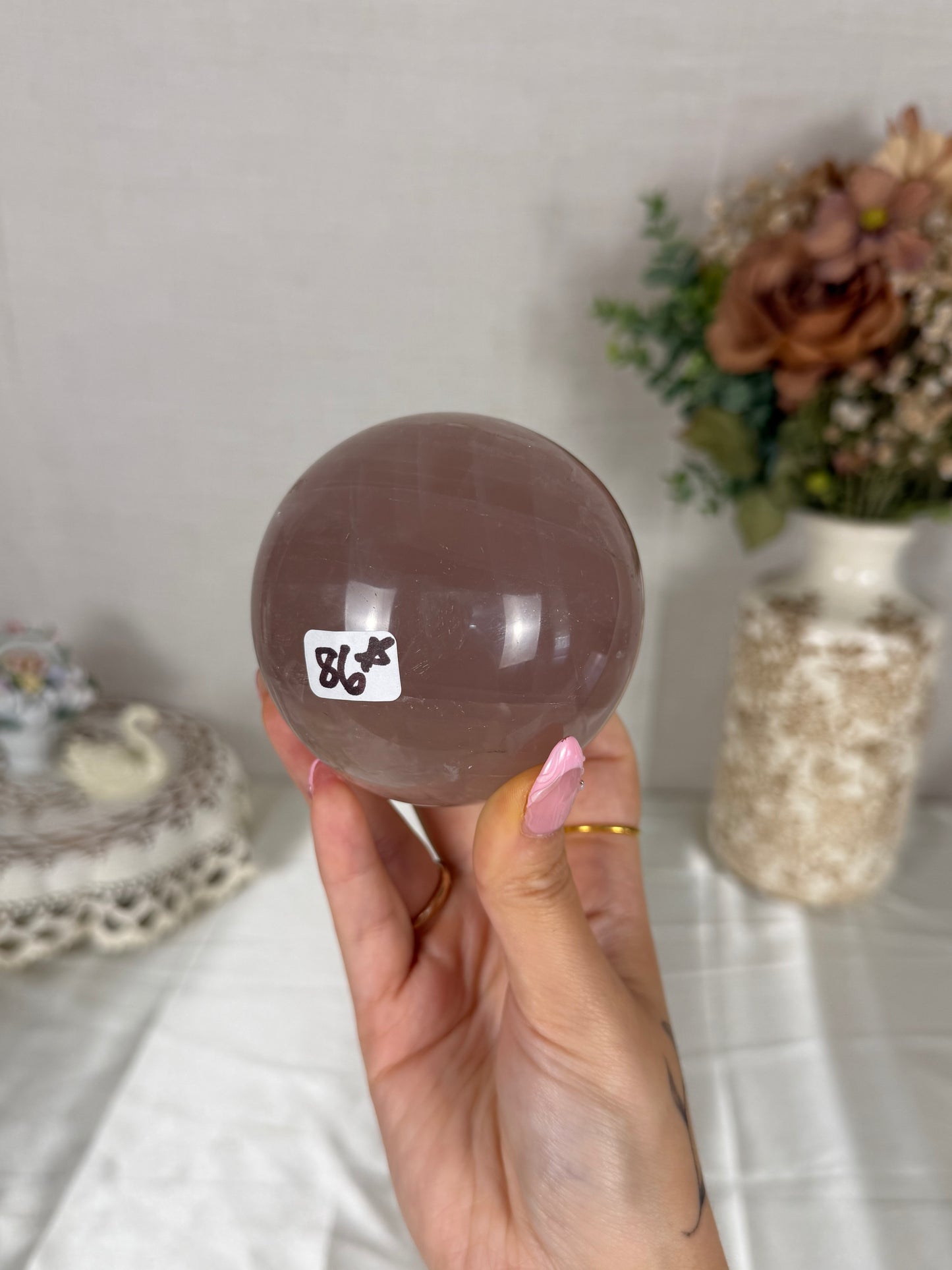 *Smoky Star Rose Quartz Sphere 80mm (86)