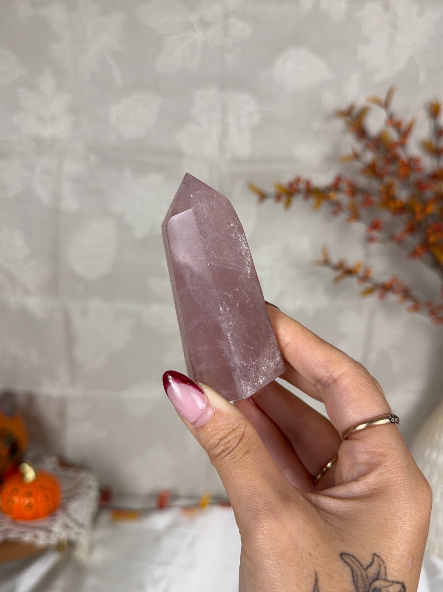 *Mauve Gold Flash Rose Quartz Tower (16Z)