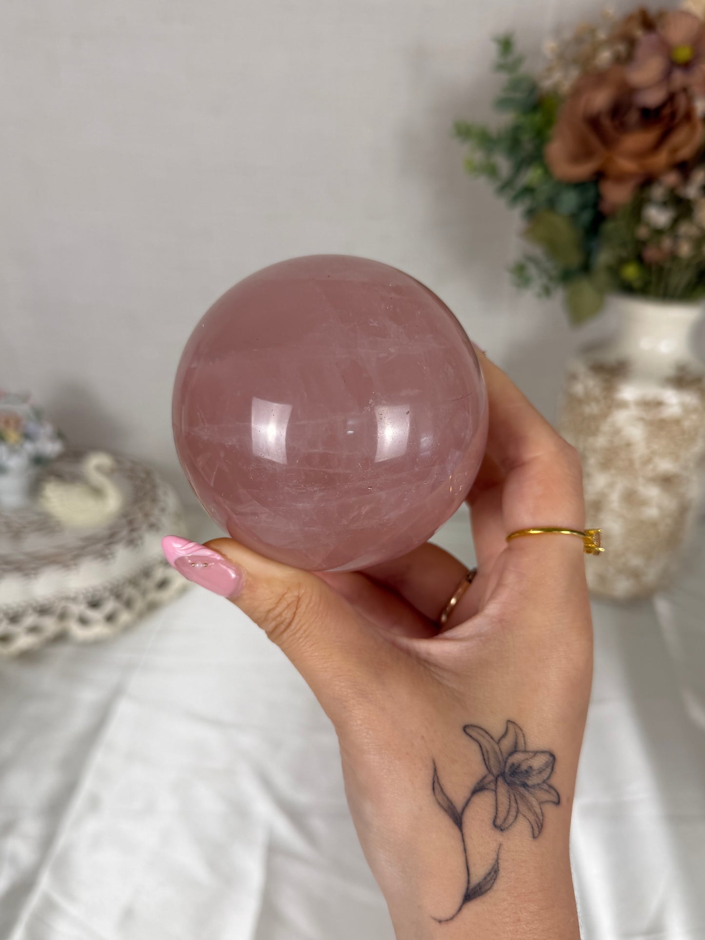 *Star Rose Quartz Sphere 79mm (76)