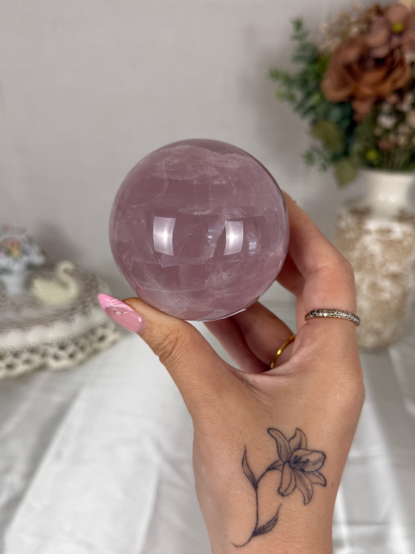 Light Berry Rose Quartz Sphere 72mm (58)