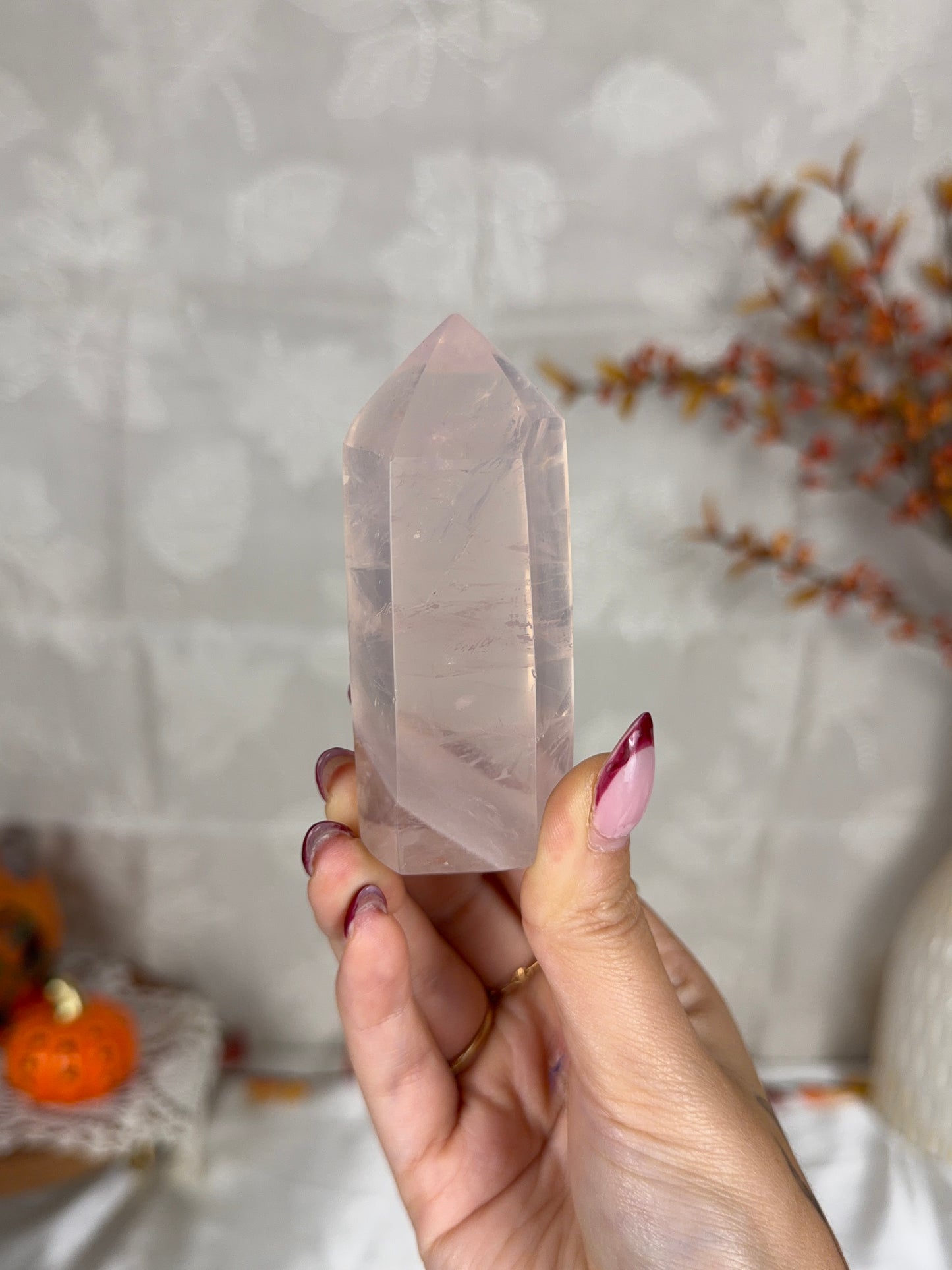 *Water Clear Flashy Rose Quartz Tower (18W)