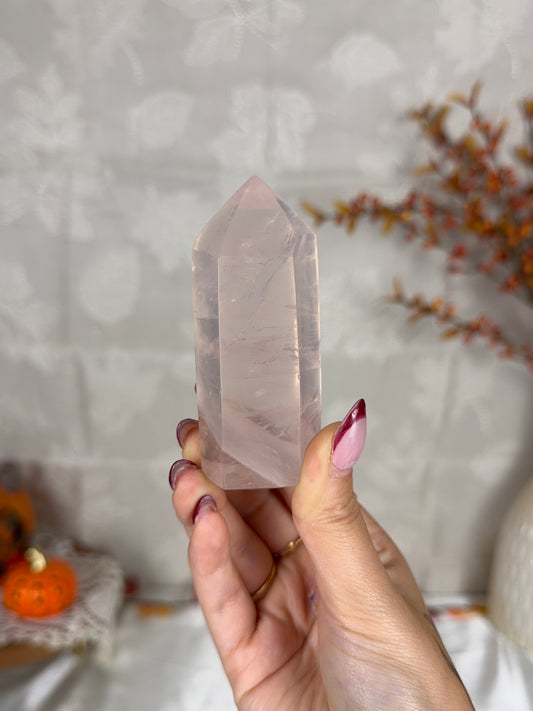 *Water Clear Flashy Rose Quartz Tower (18W)