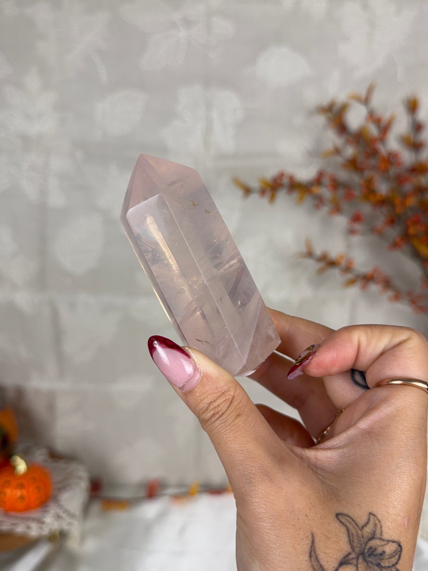 *Water Clear Flashy Rose Quartz Tower (18W)