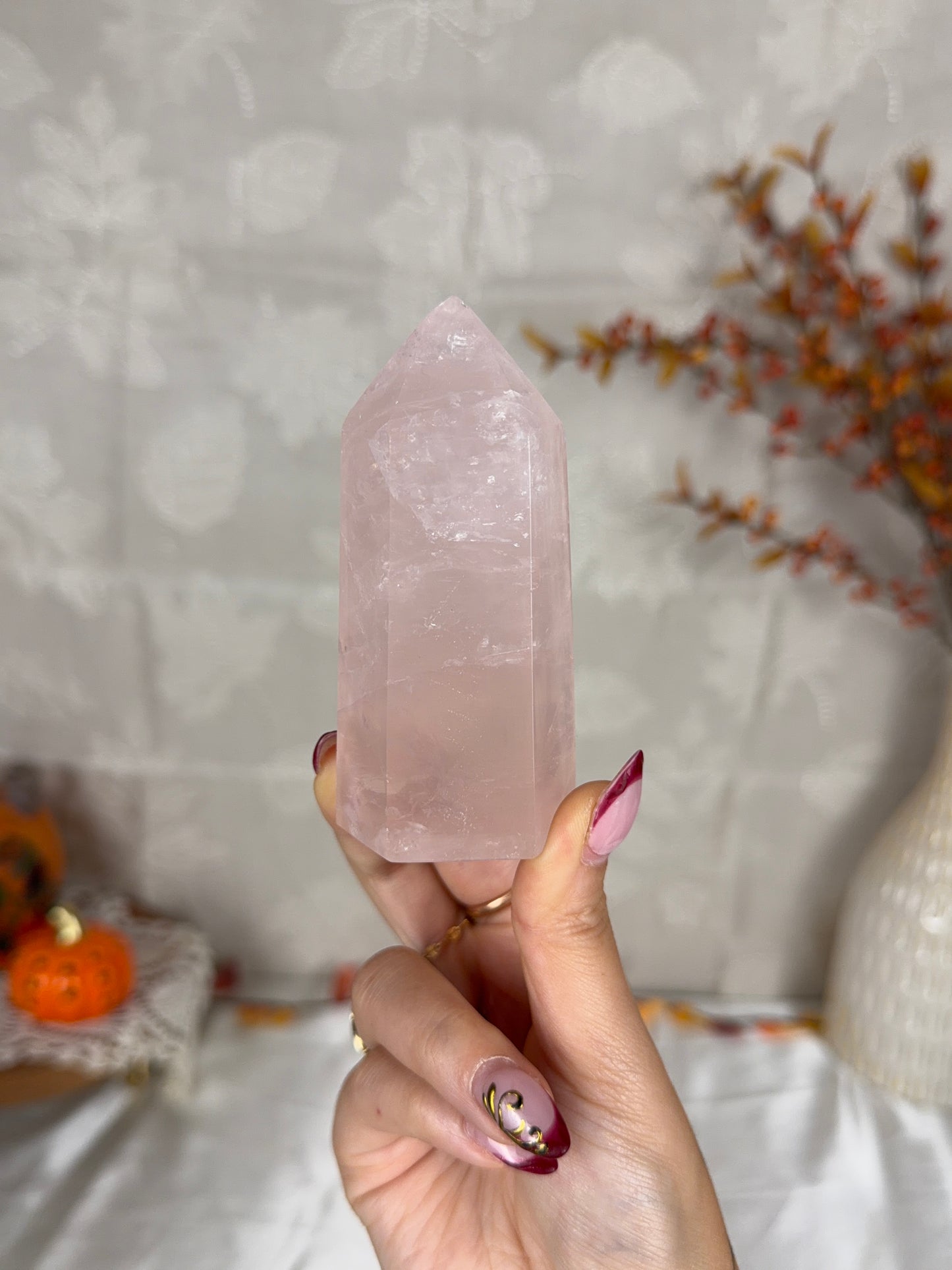 *Light Pink Flashy Rose Quartz Tower (26H)