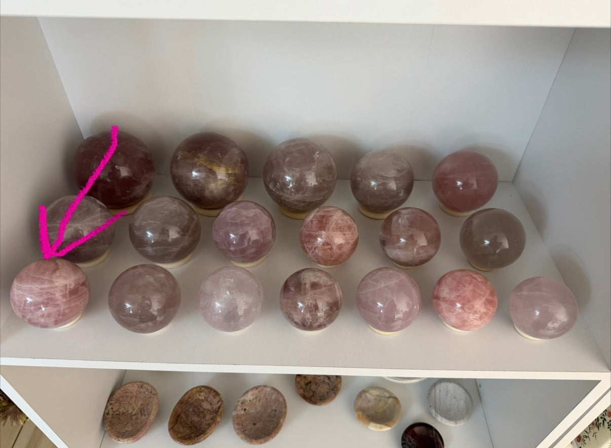 *Vibrant Pink Star Rose Quartz Sphere 69mm (48Z)
