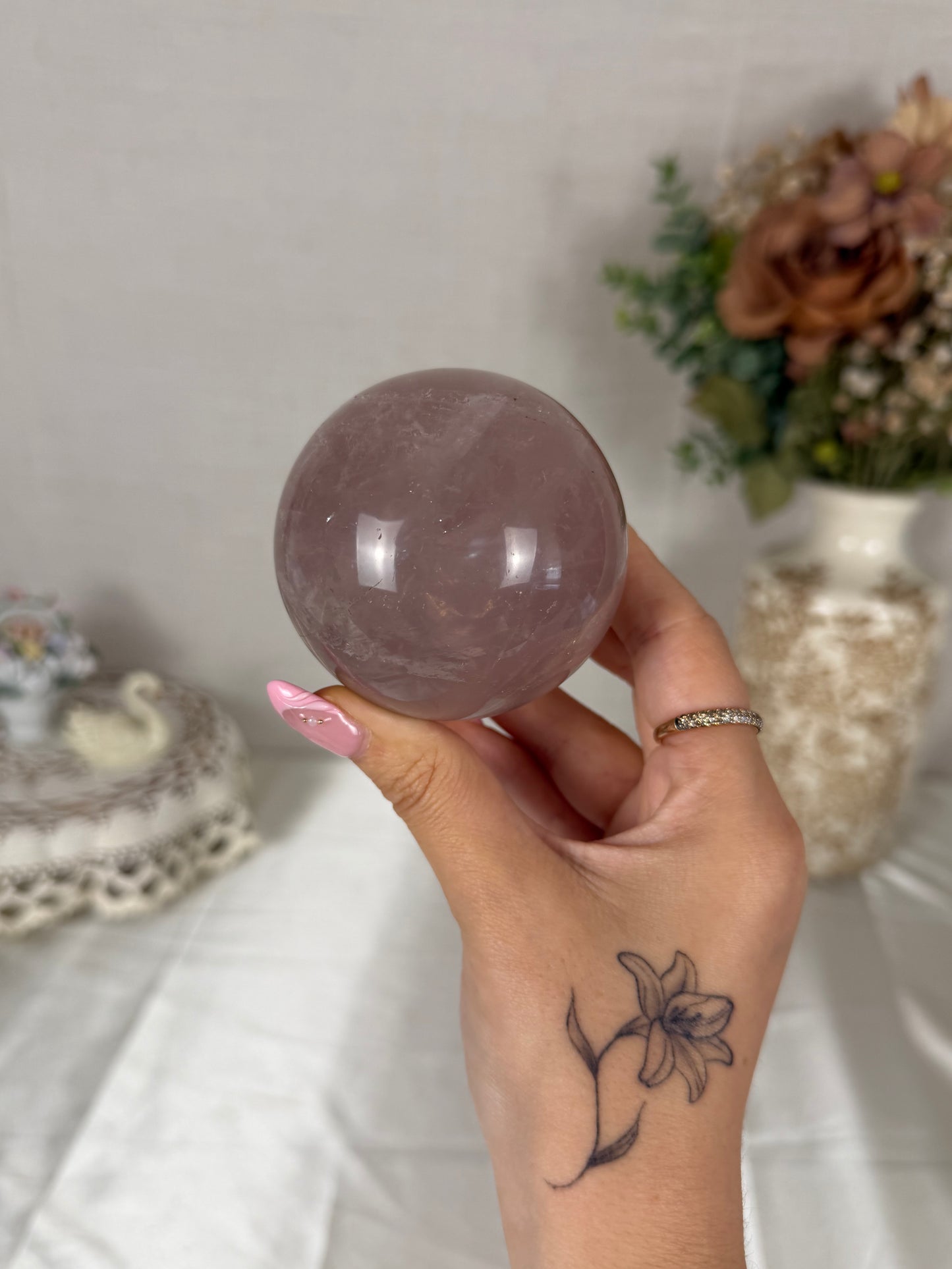 *Moody Brown Star Rose Quartz Sphere 66mm (48C)