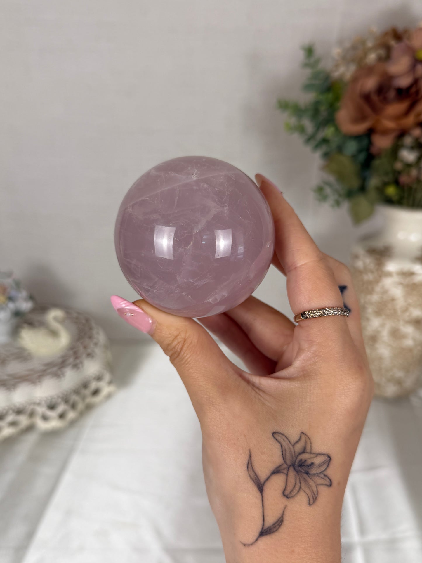 *Faded Pink/Purple Star Rose Quartz Sphere 64mm (42A)