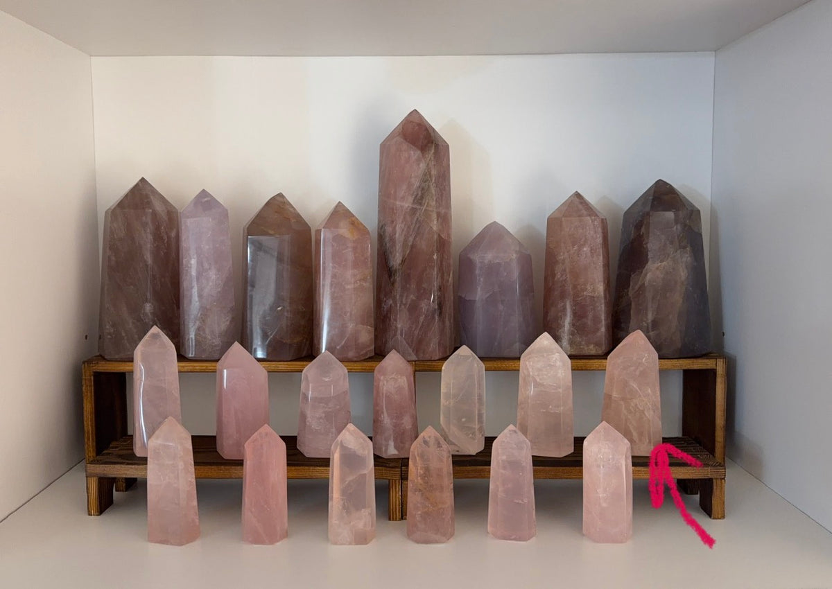 *Peachy Pink Flashy Rose Quartz Tower (28i)