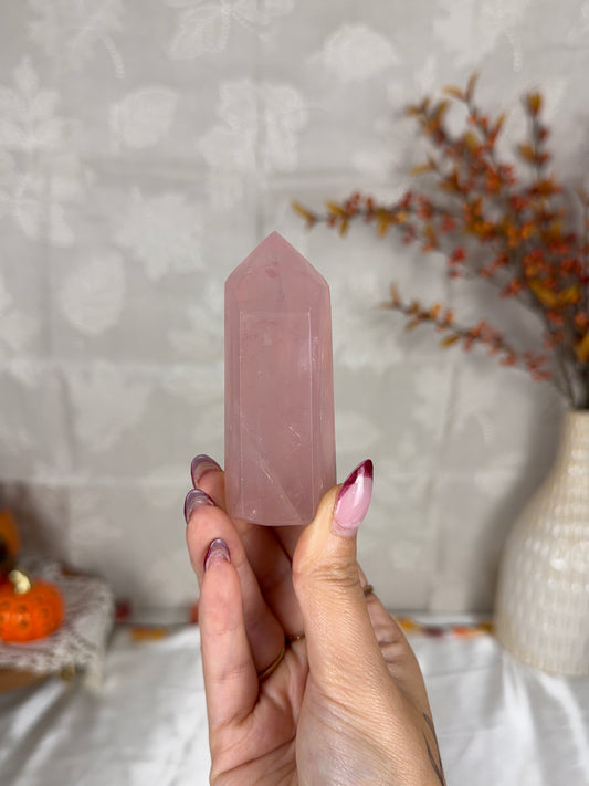 *Bubblegum Pink Gold Flash Rose Quartz Tower (14G)