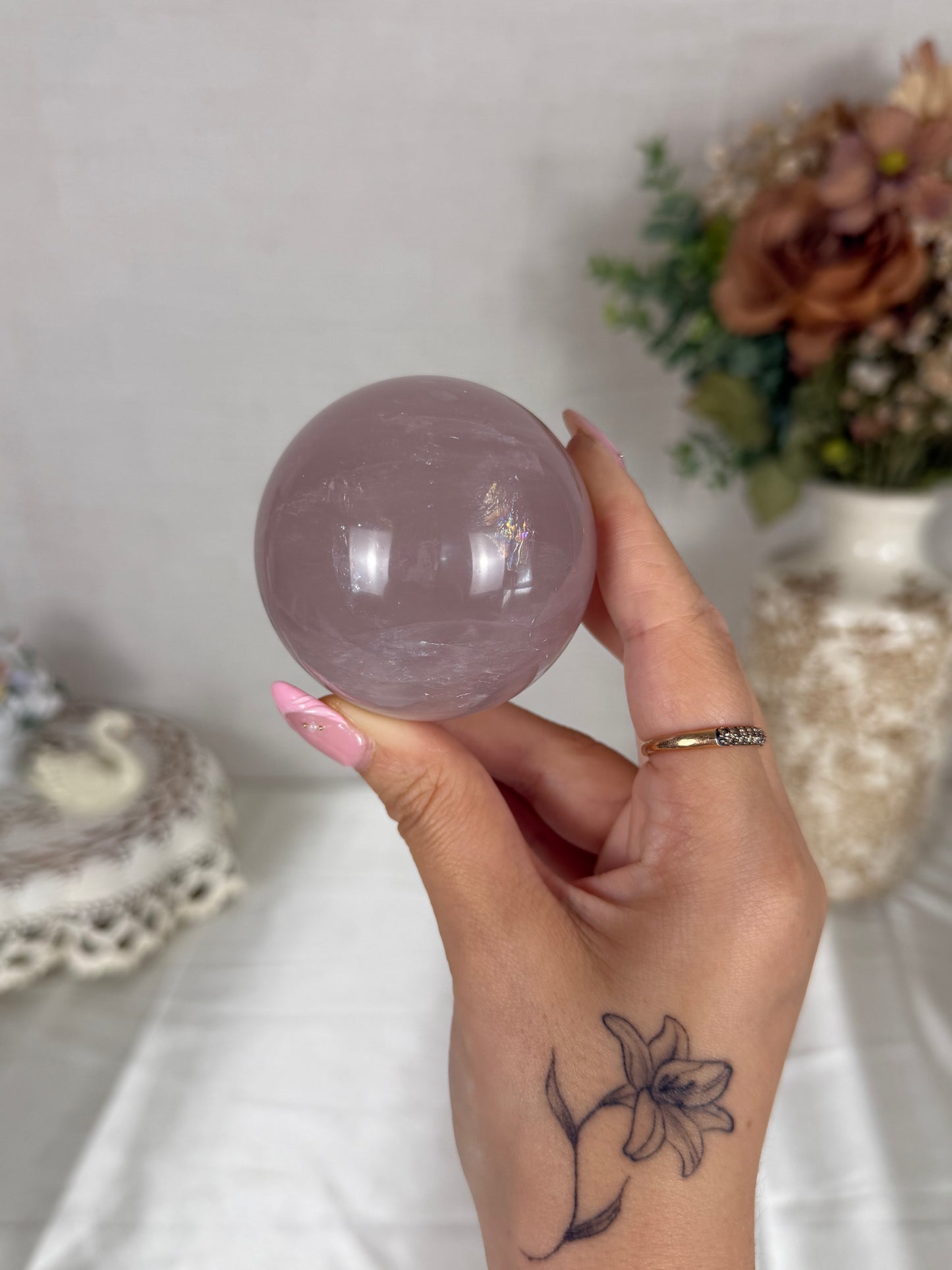 *Smoky Pink/Purple Star Rose Quartz Sphere (36S)