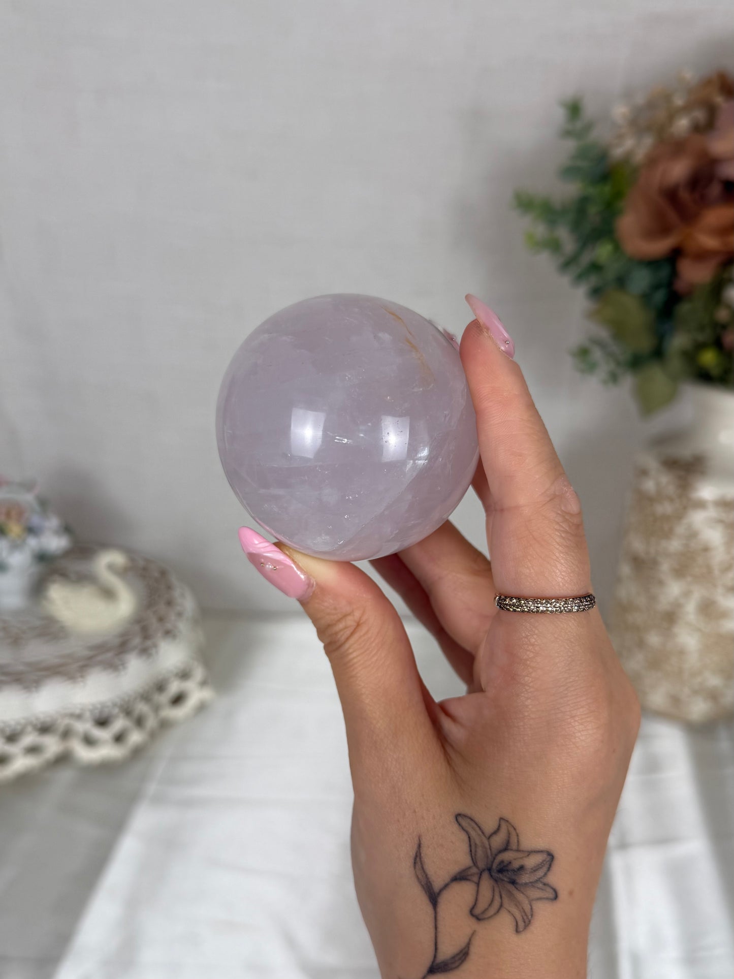 *Lavender Star Rose Quartz Sphere (34L)
