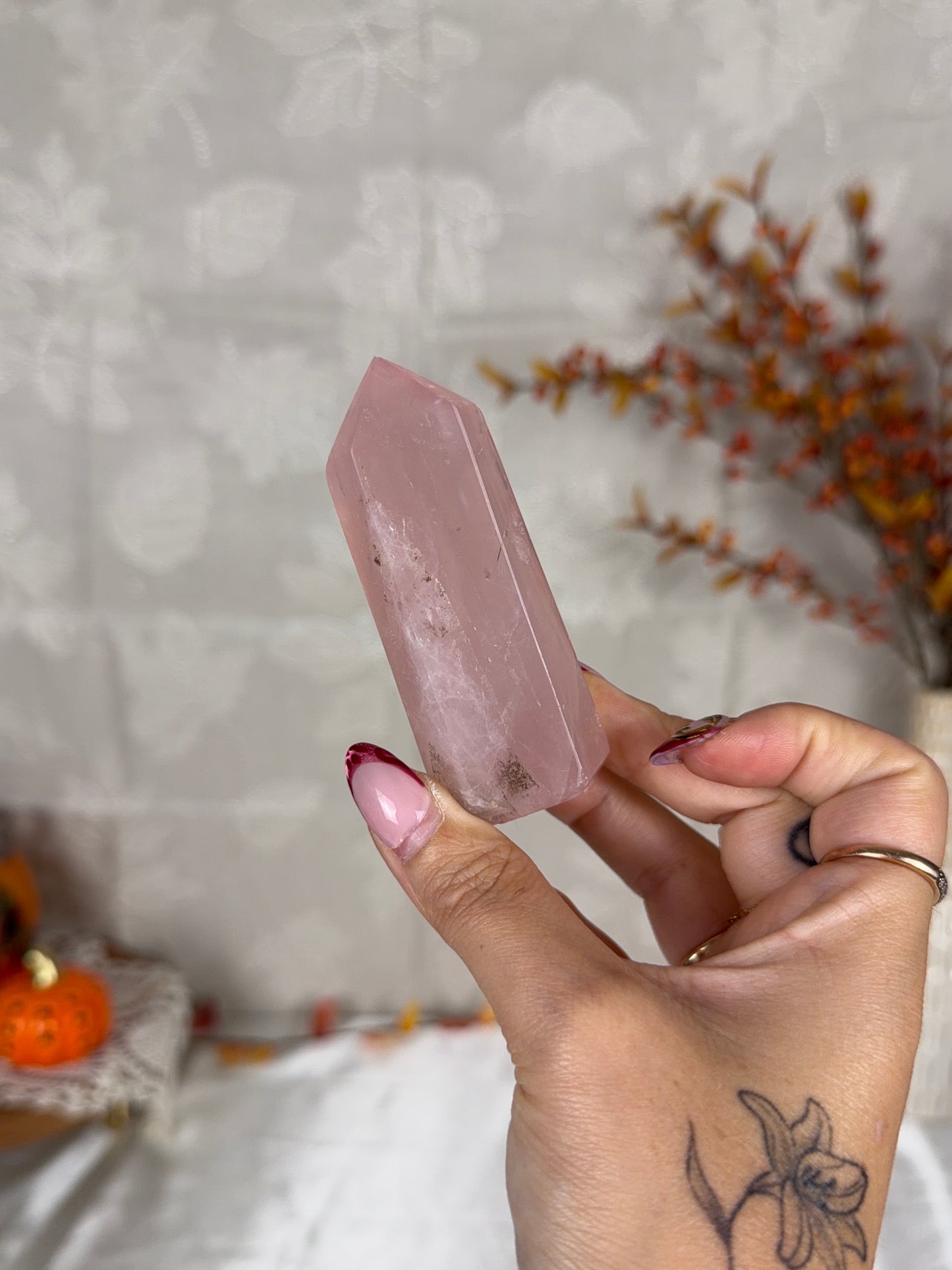 *Bubblegum Pink Gold Flash Rose Quartz Tower (14G)