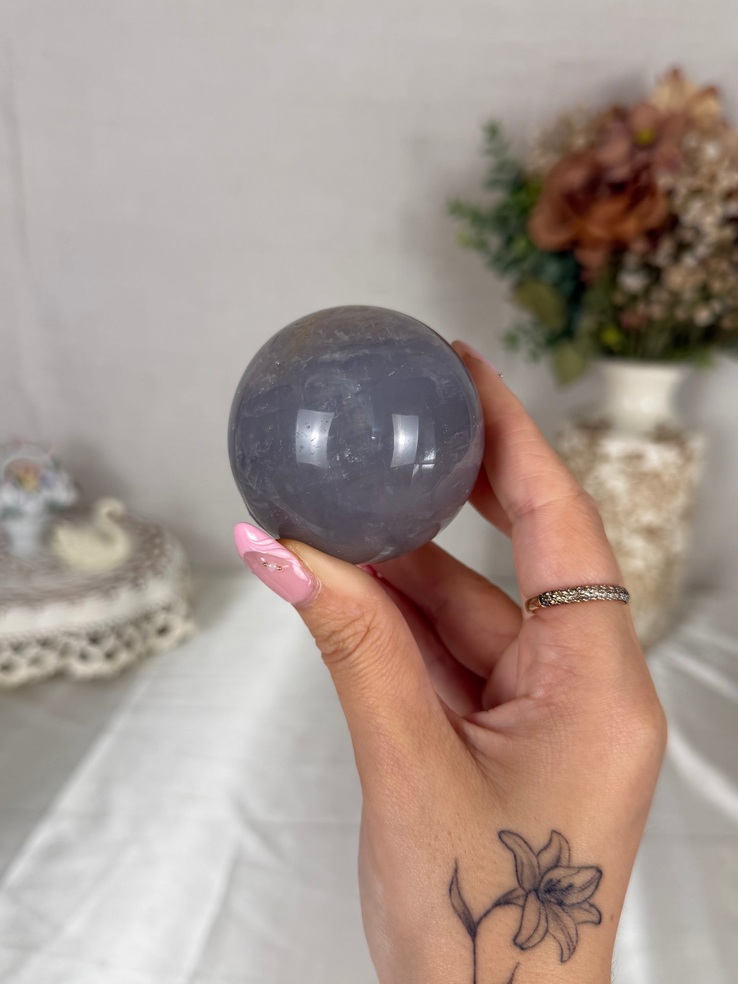 Deep Blue Rose Quartz Sphere (28)