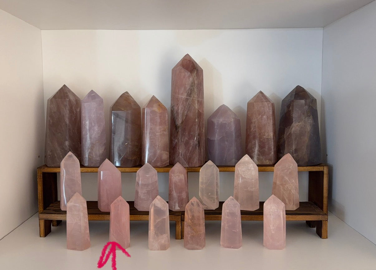 *Bubblegum Pink Gold Flash Rose Quartz Tower (14G)