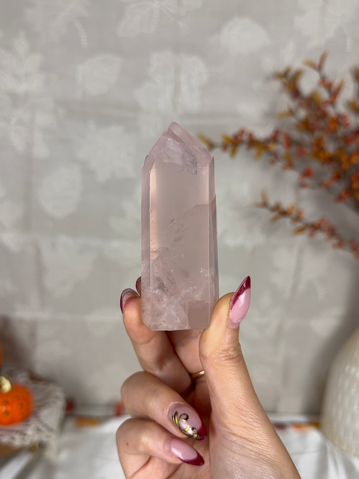 *Watery Flashy Rose Quartz Tower (14C)