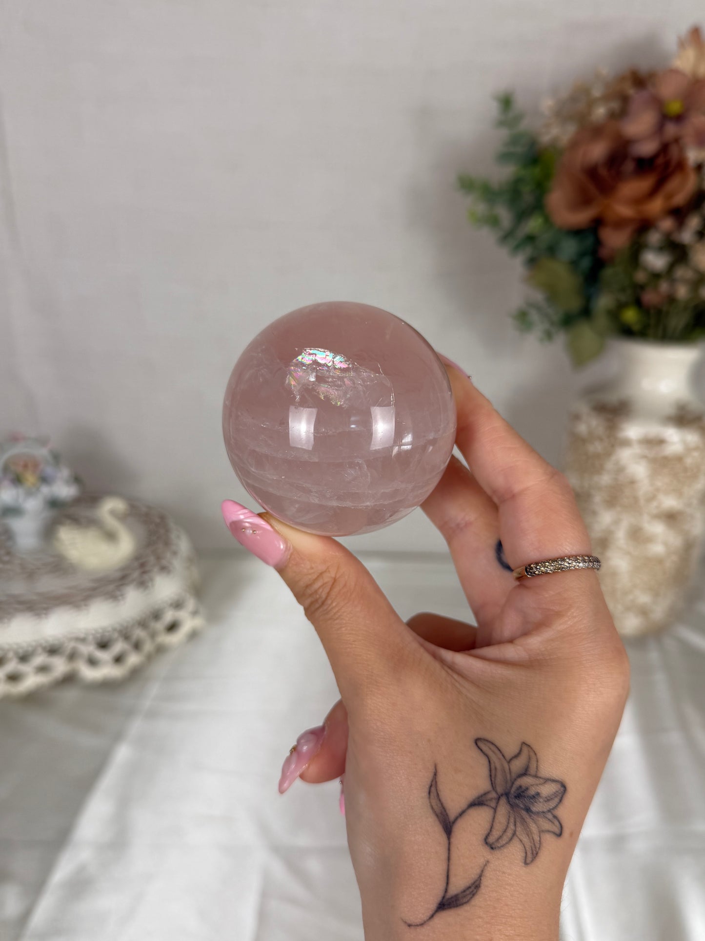 **Double Star Rose Quartz Sphere (32)