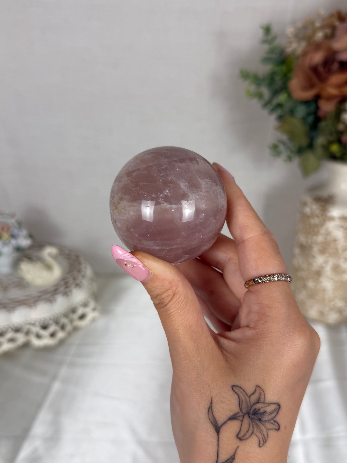 Smoky Brown/Pink Rose Quartz Sphere (22Q)