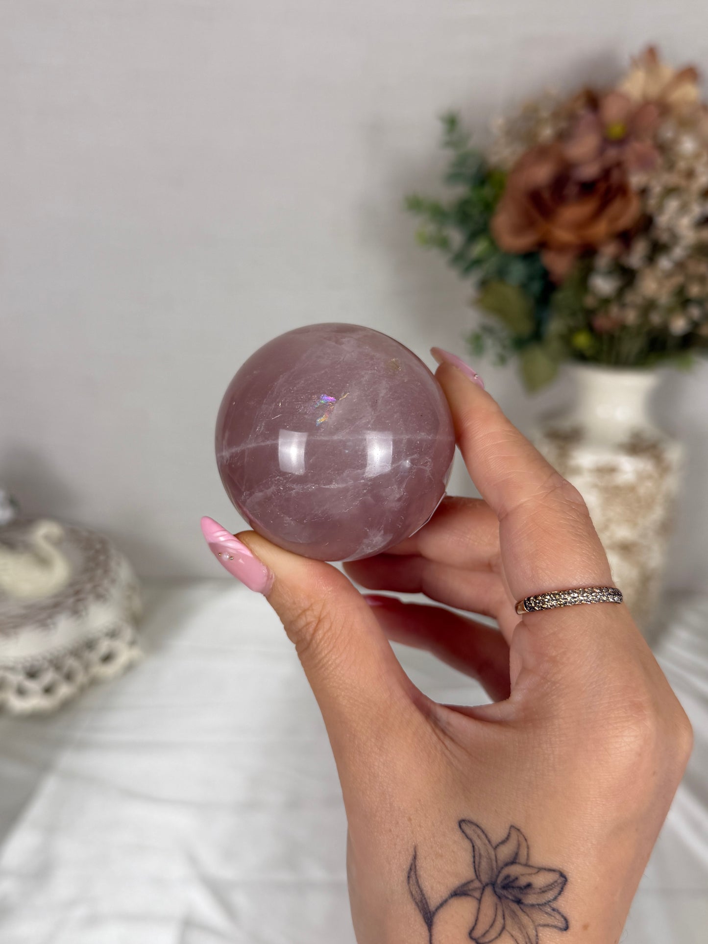 *Moody Star Rose Quartz Sphere (22V)