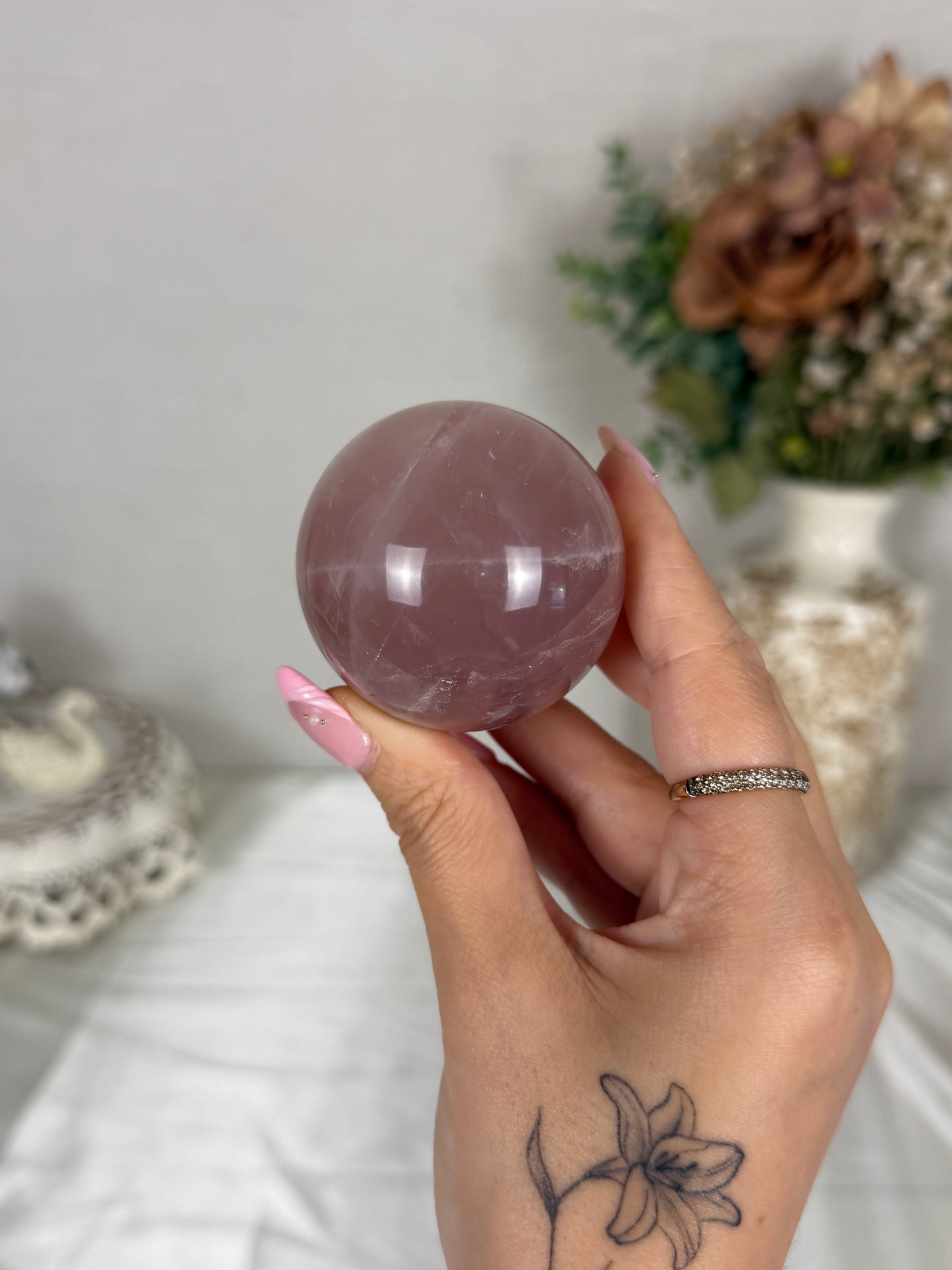 *Moody Star Rose Quartz Sphere (22V)