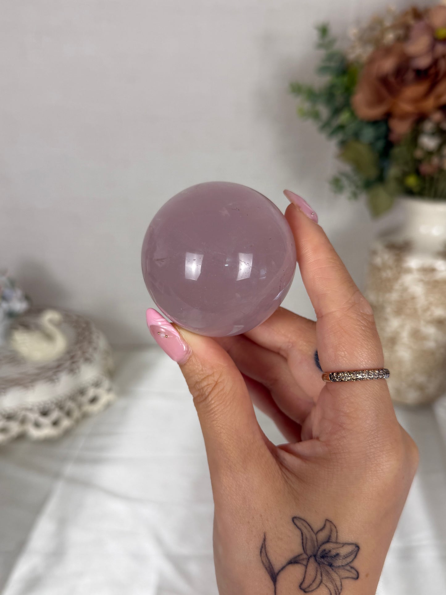 *Lavender Star Rose Quartz Sphere (24L)