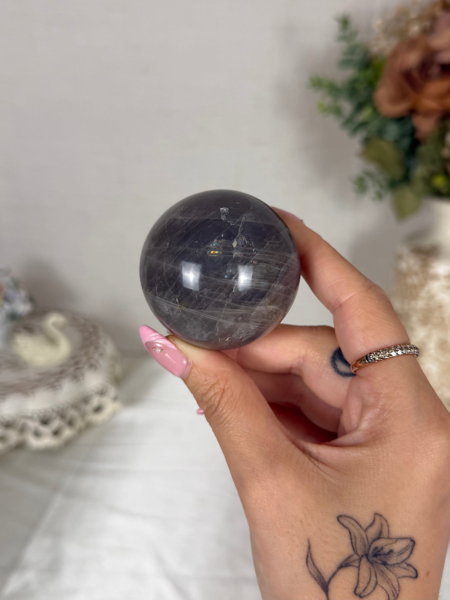 Midnight Blue Rose Quartz Sphere (22)