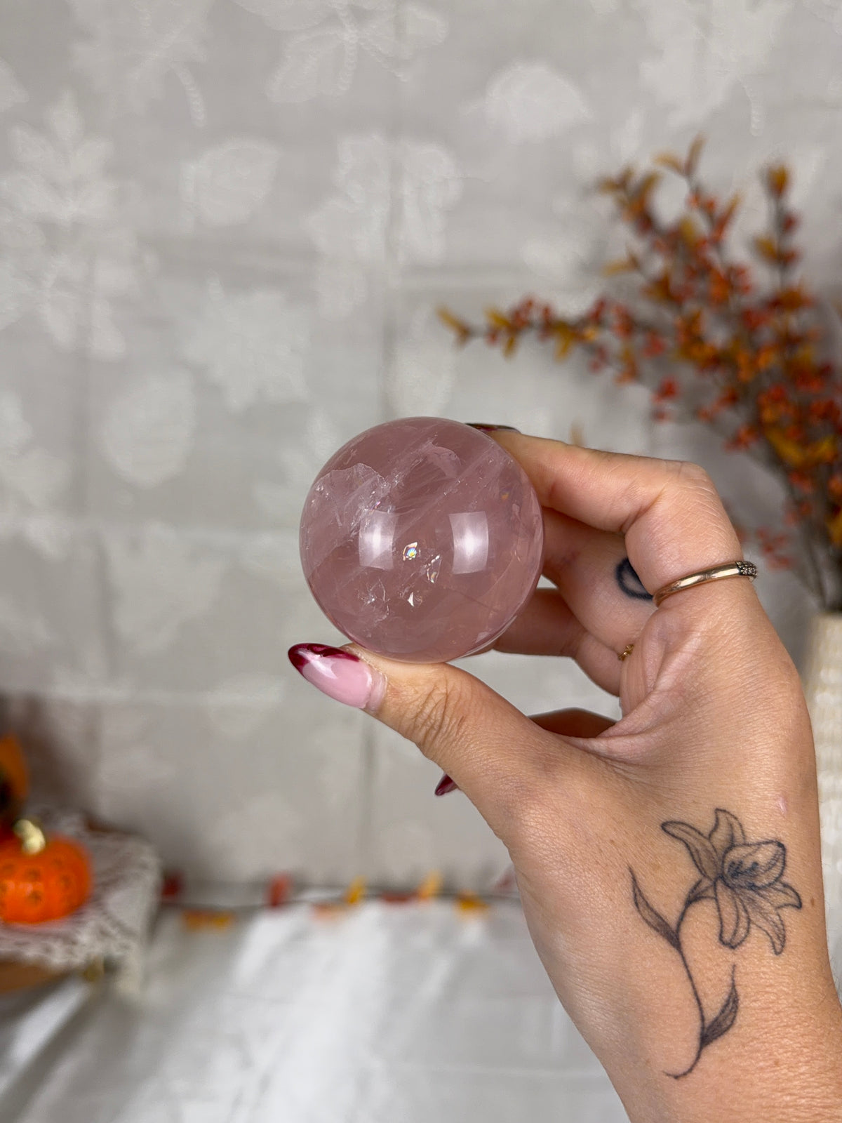 *Juicy Mauve Star Rose Quartz Sphere (36X)