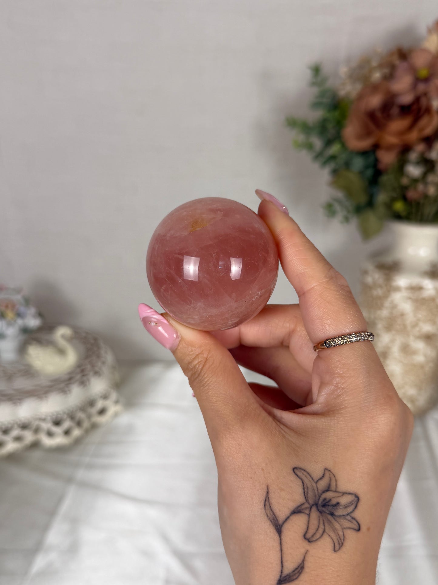 *Peach Sangria Star Rose Quartz Sphere (20B)