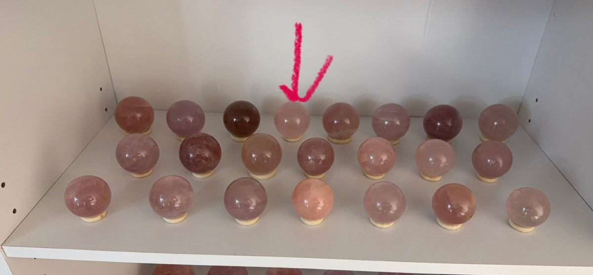 *Pink Watery Star Rose Quartz Sphere (28W)