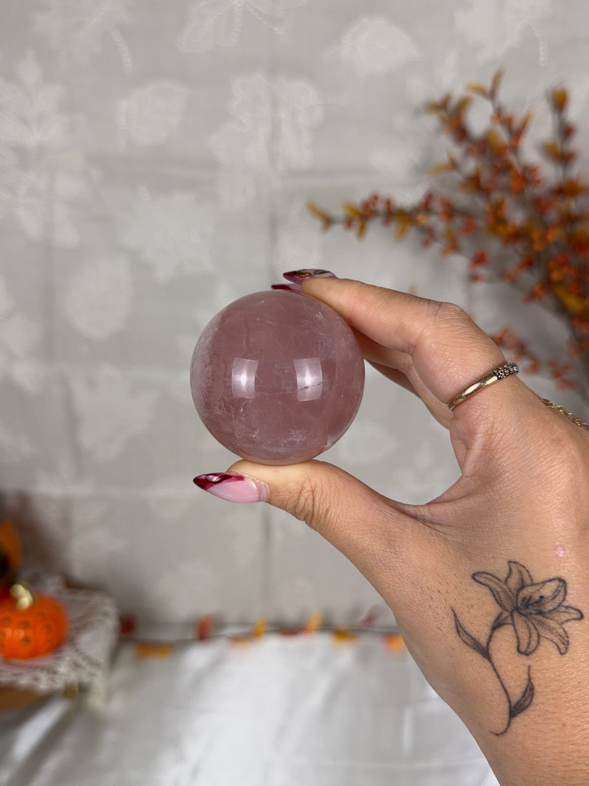 *Mauve Star Rose Quartz Sphere (28E)
