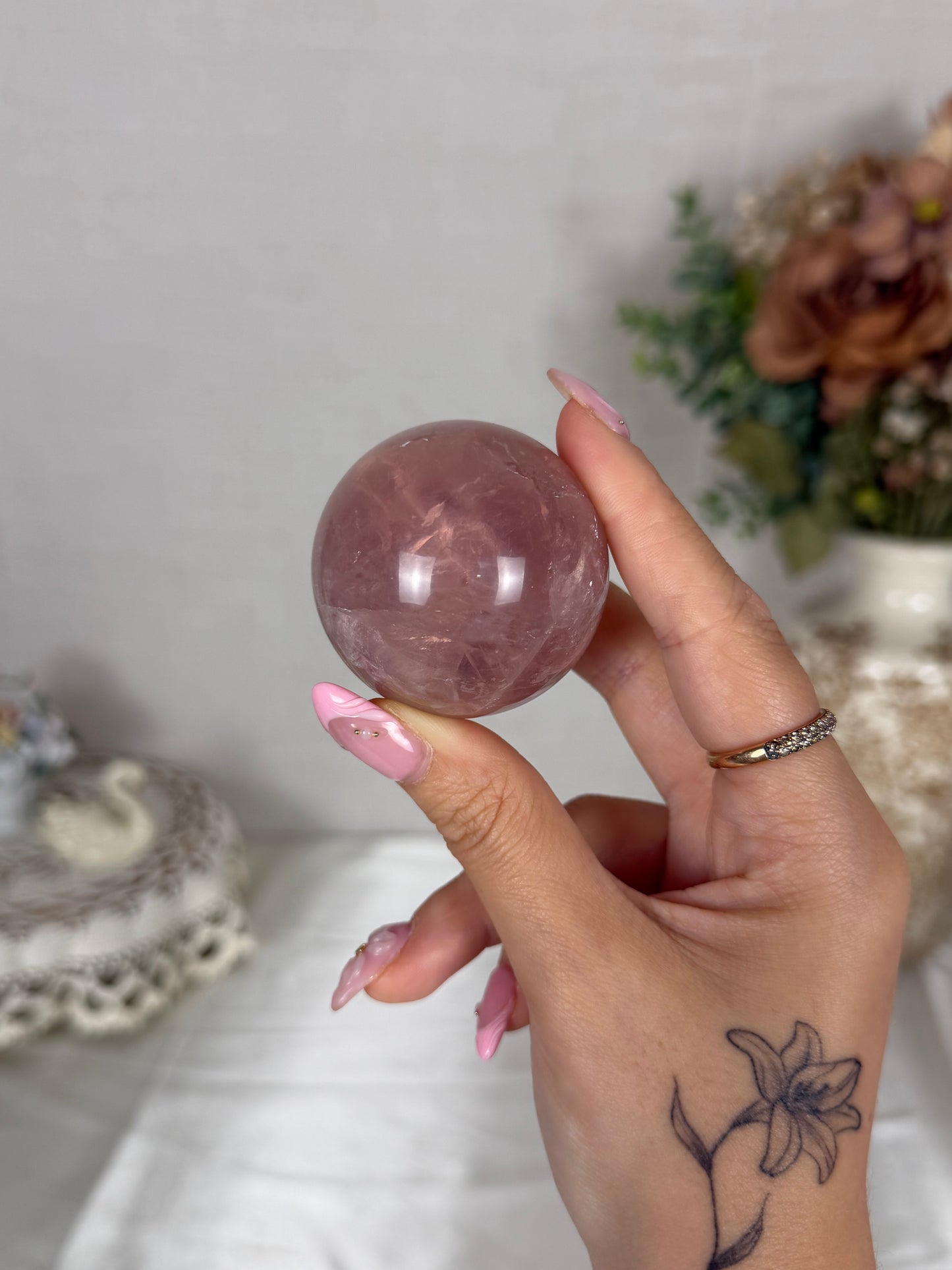 *Electric Mauve Star Rose Quartz Sphere (18)