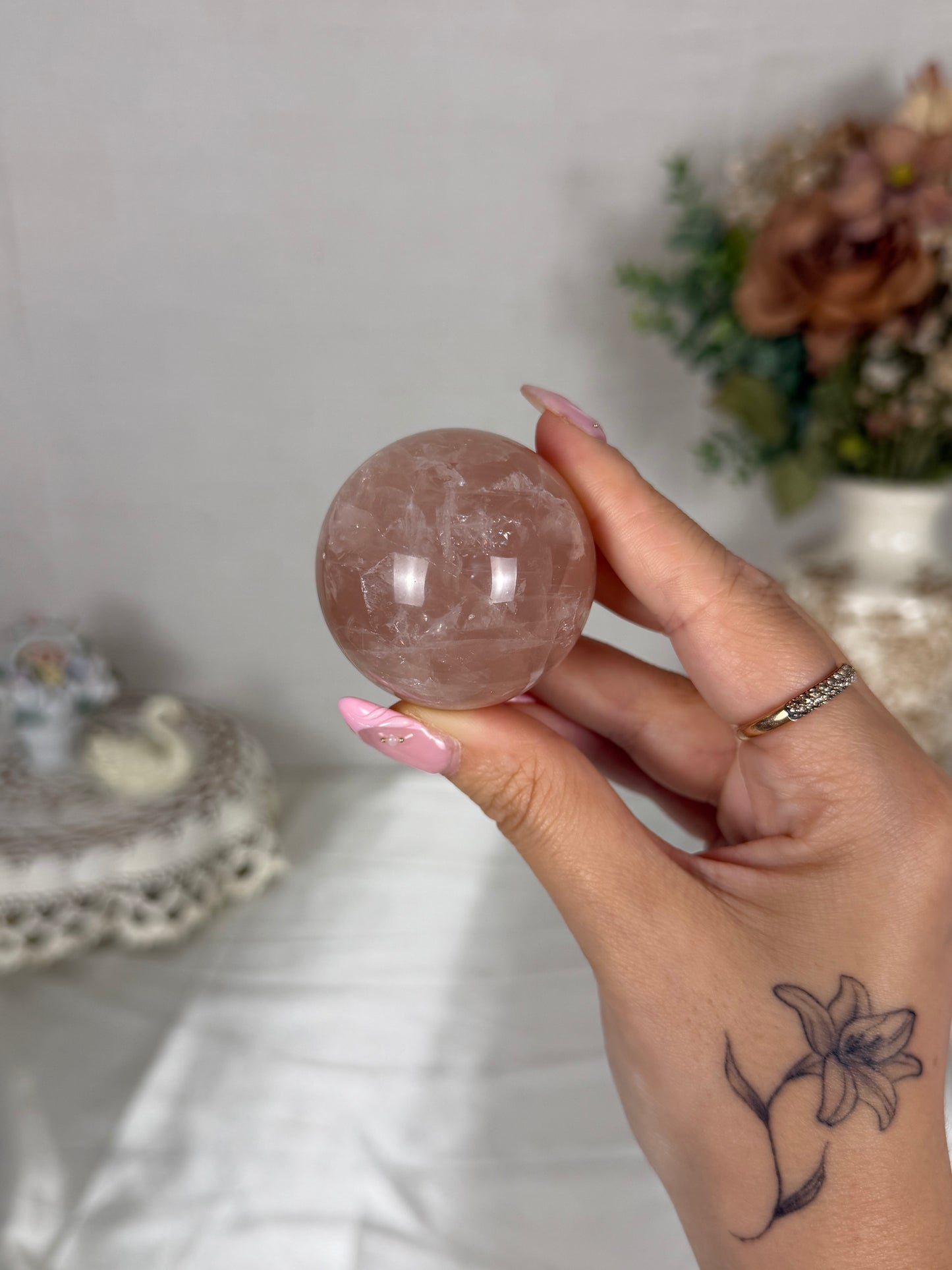 *Peach Star Rose Quartz Sphere (16Q)