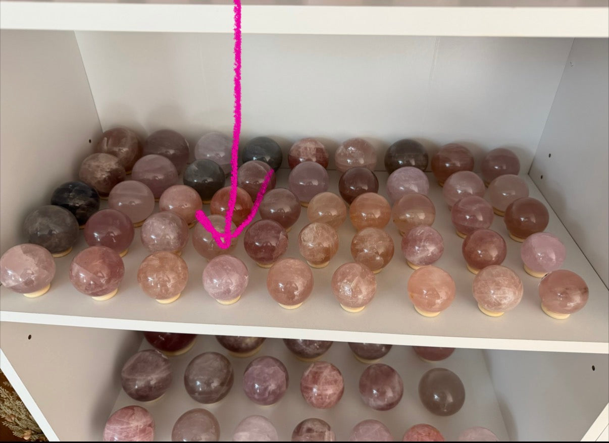 *Light Pink Star Rose Quartz Sphere (12V)