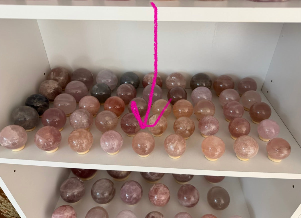 **Moody Rainbow Star Rose Quartz Sphere (15L)