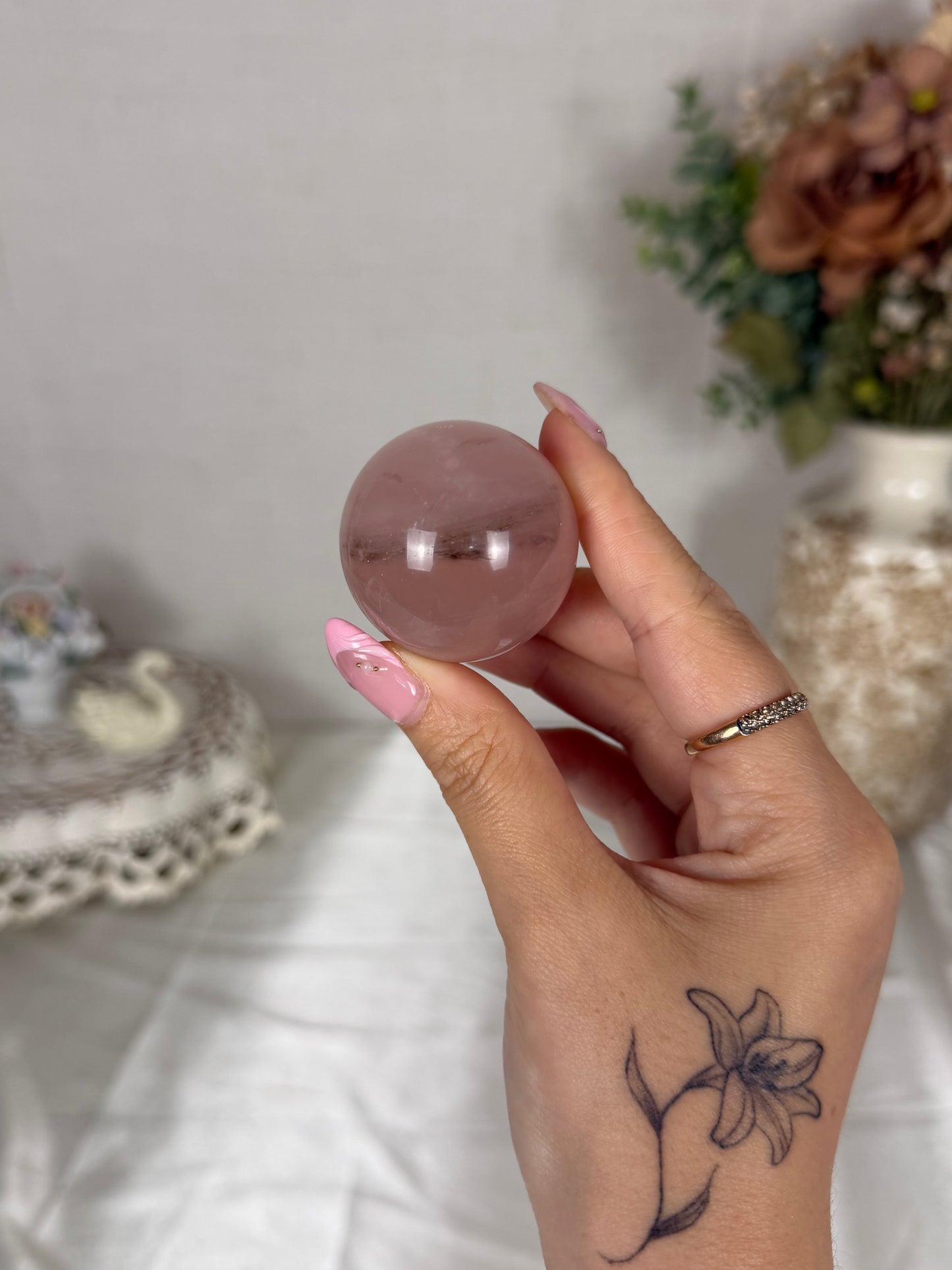*Moody Star Rose Quartz Sphere (10Z)