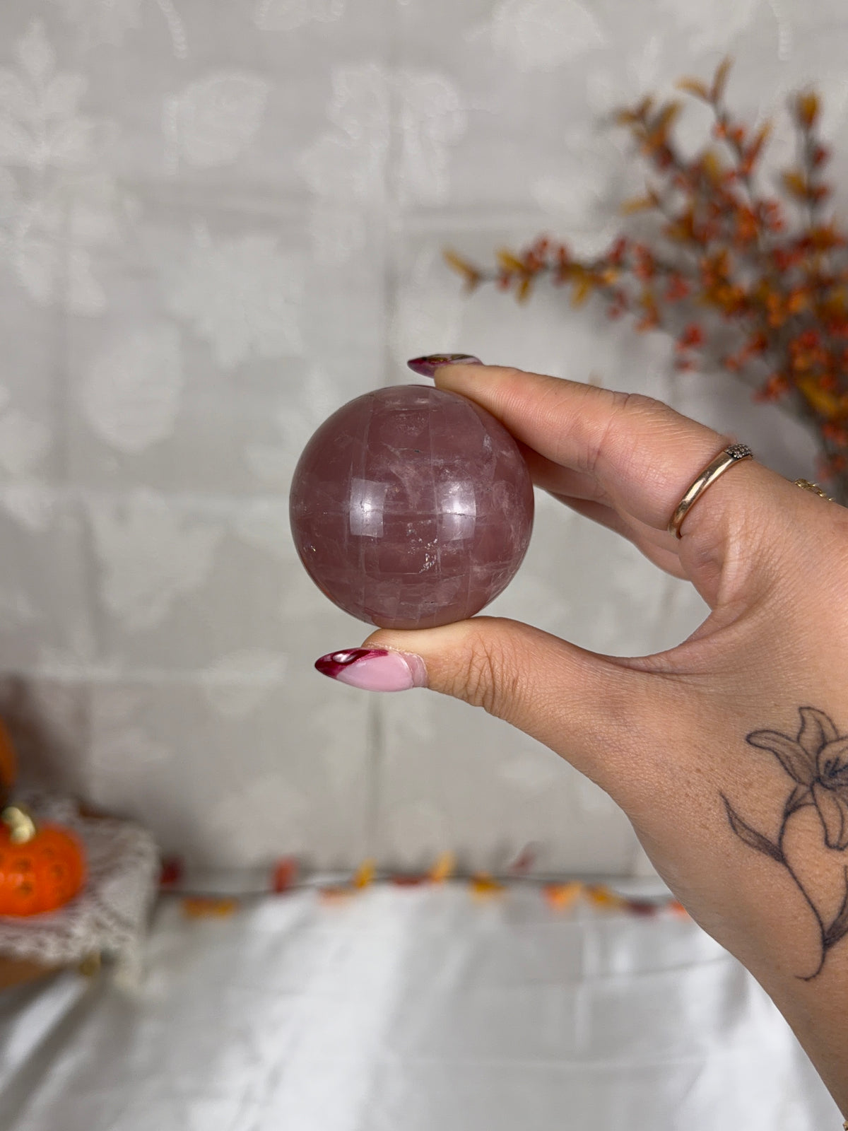 *Juicy Berry Star Rose Quartz Sphere (25S)