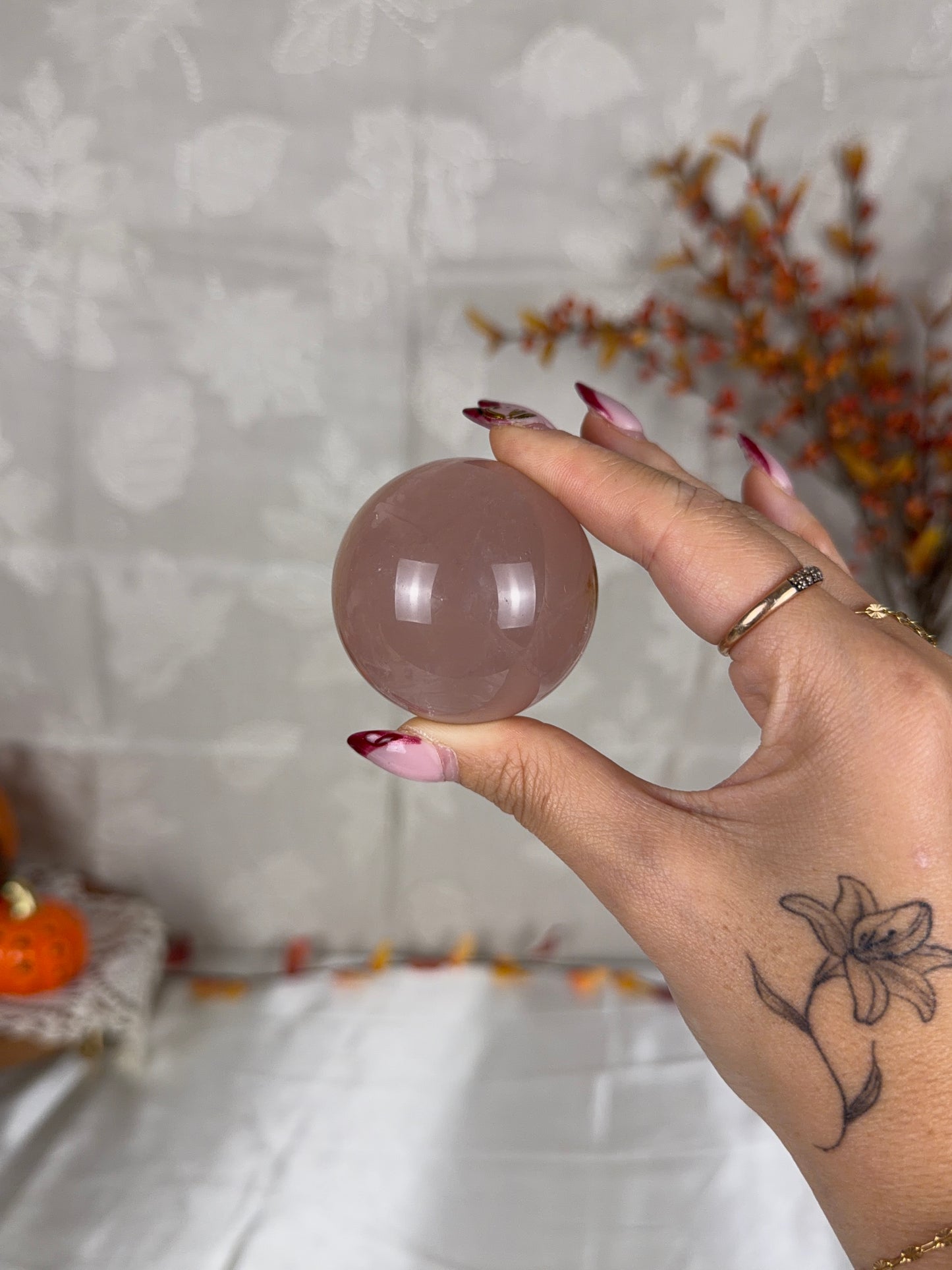 *Smoky Pink Star Rose Quartz Sphere (25M)