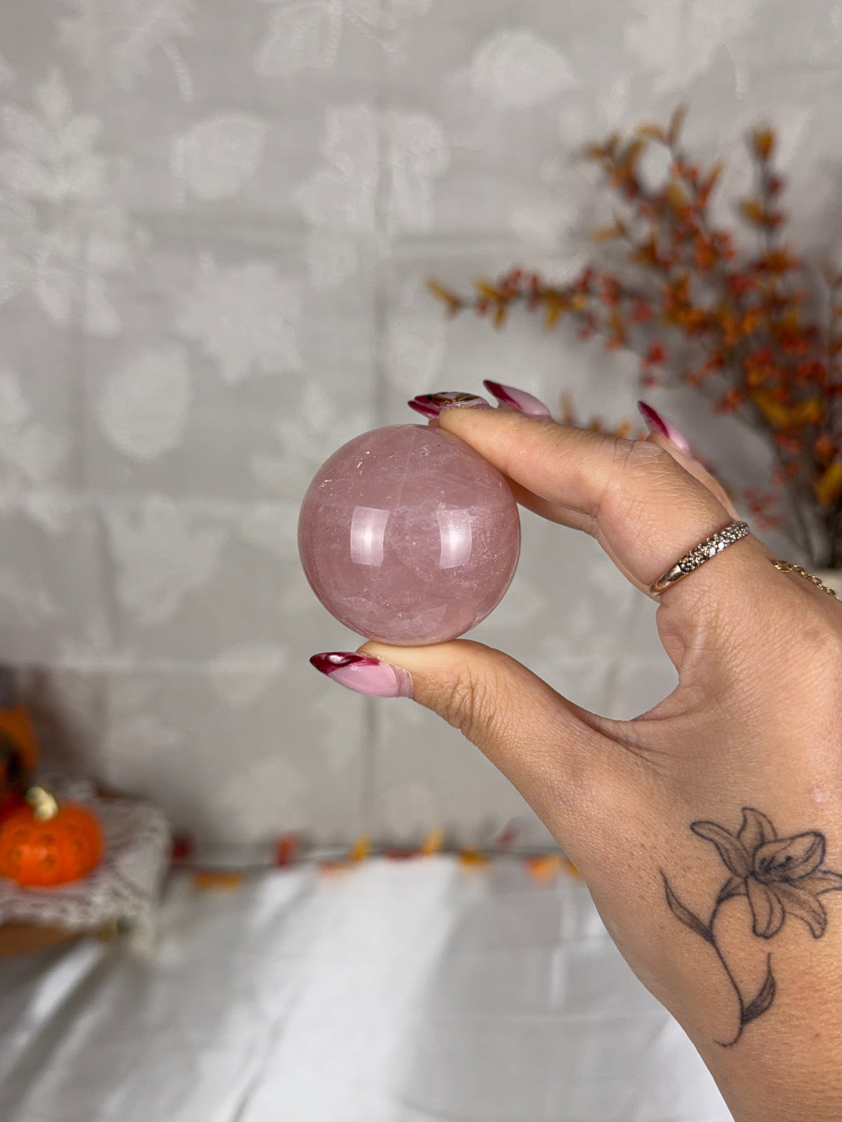 *Smoky Pink Star Rose Quartz Sphere (20B)