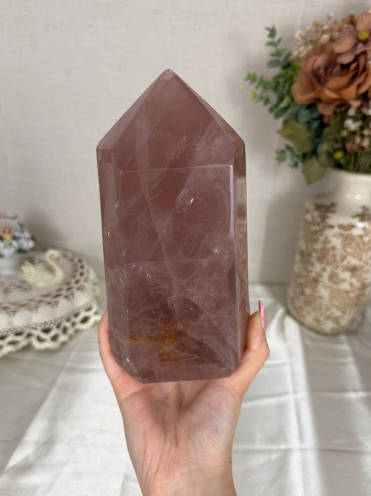 Large Dusty Rose Quartz Tower (298)