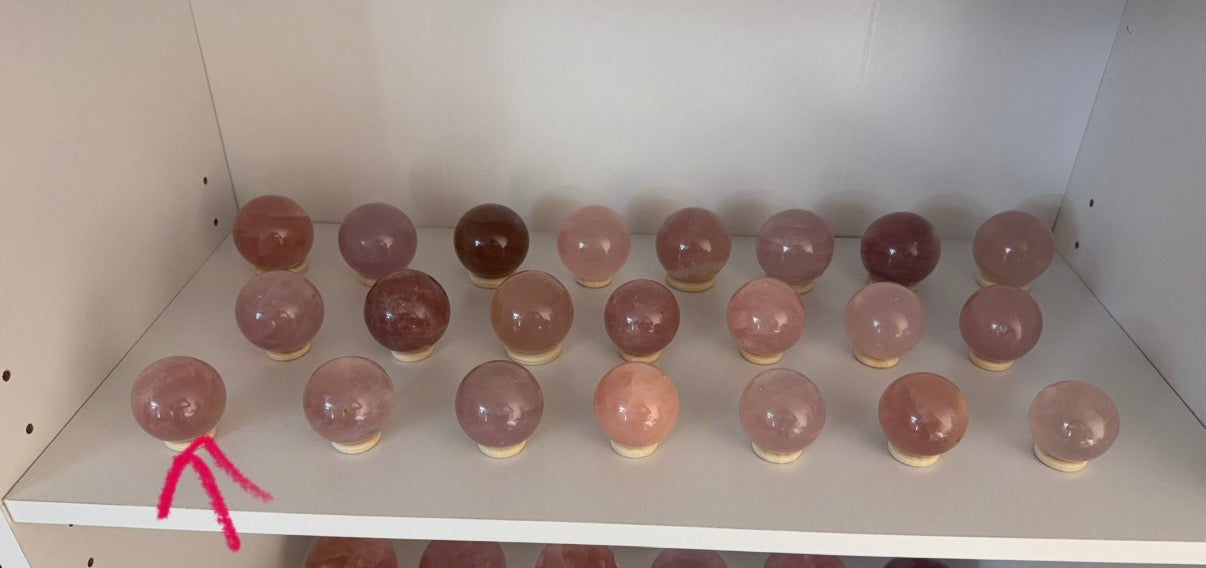 *Mauve Rainbow Star Rose Quartz Sphere (18W)