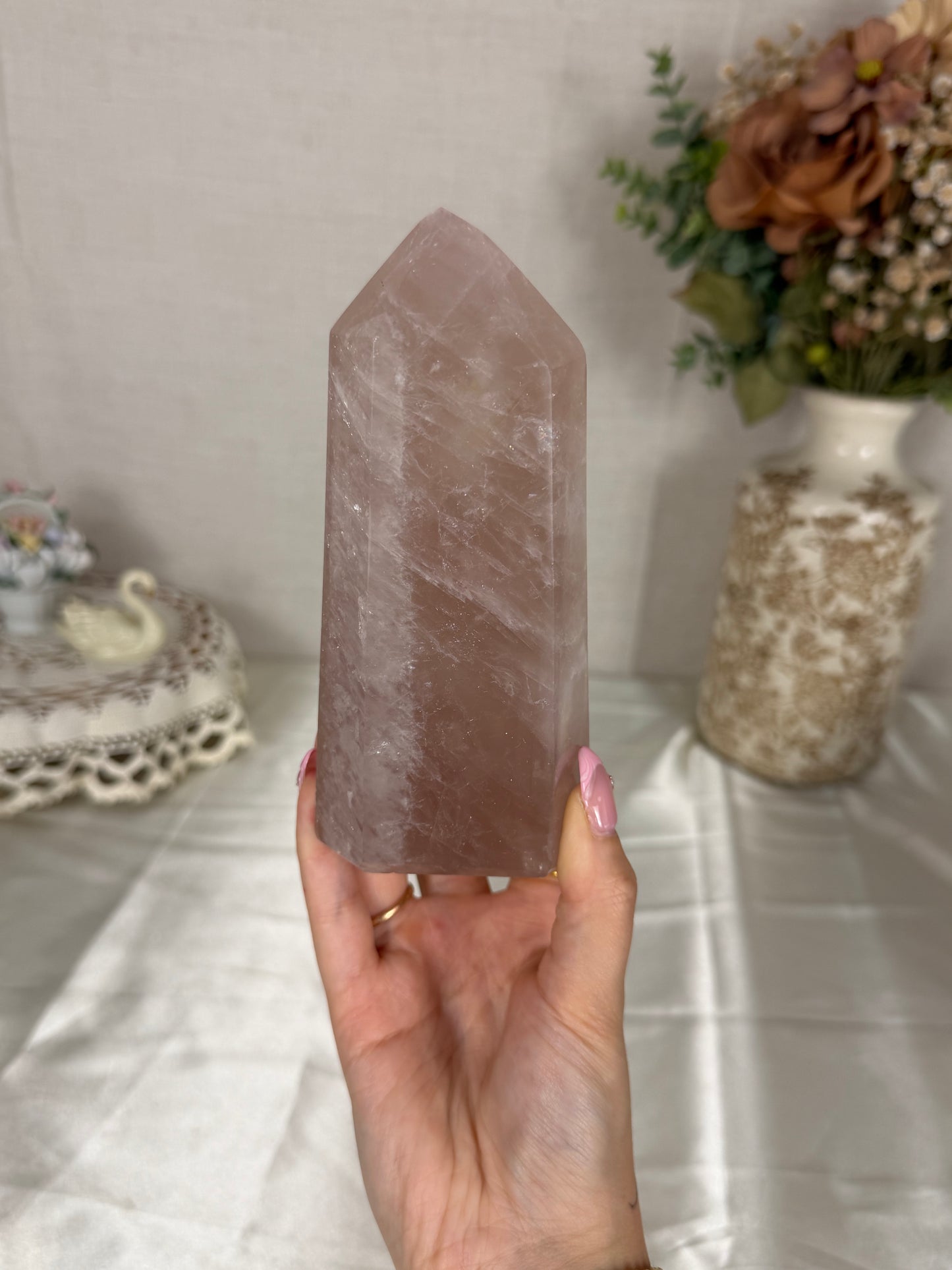 Light Smoky Rose Quartz Tower (72)