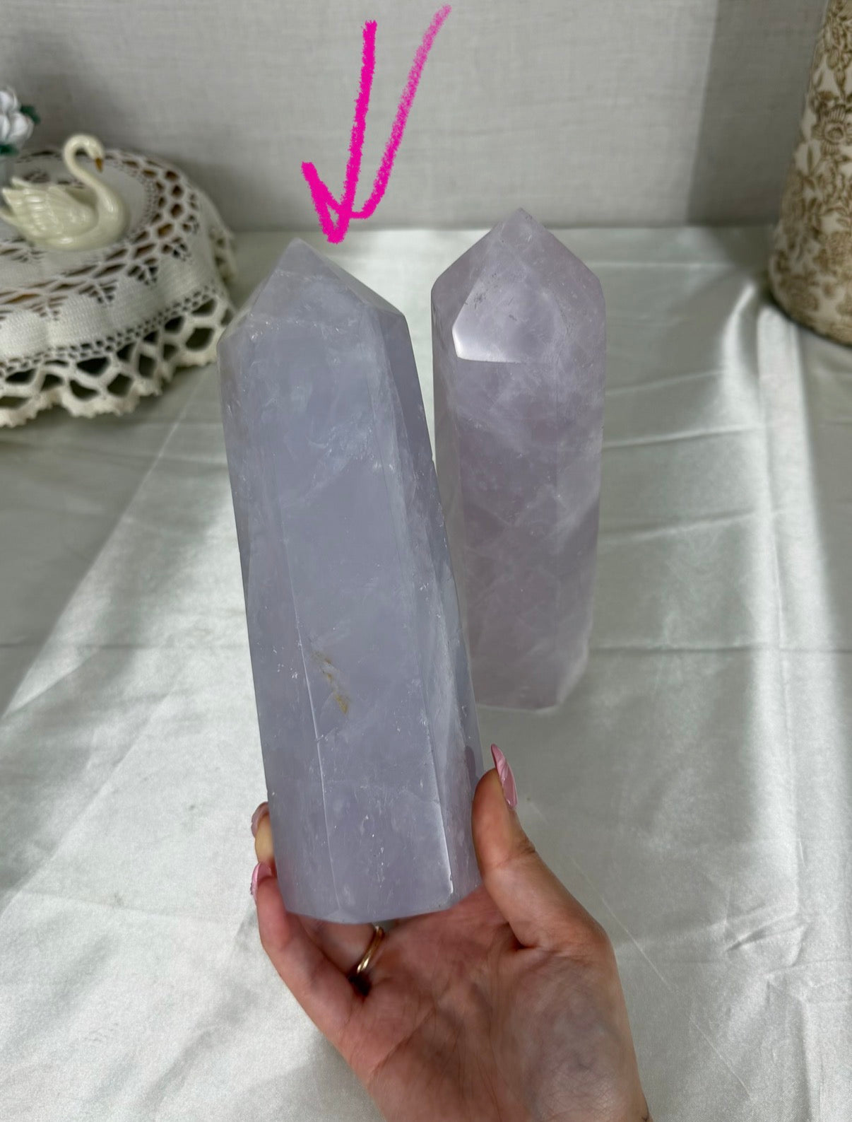 Large Periwinkle Blue Rose Quartz Tower (205)