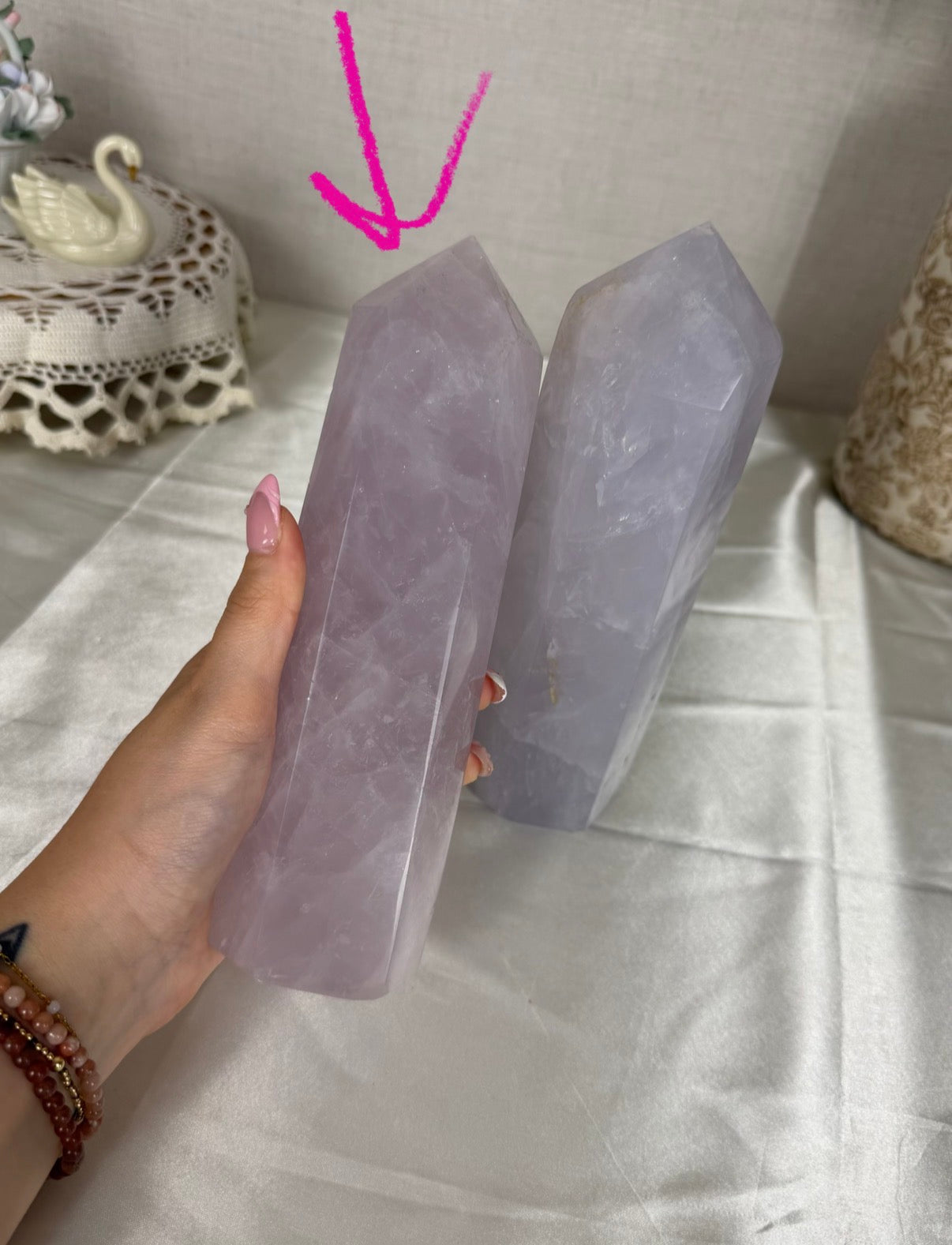 Light Lavender Rose Quartz Tower (155)
